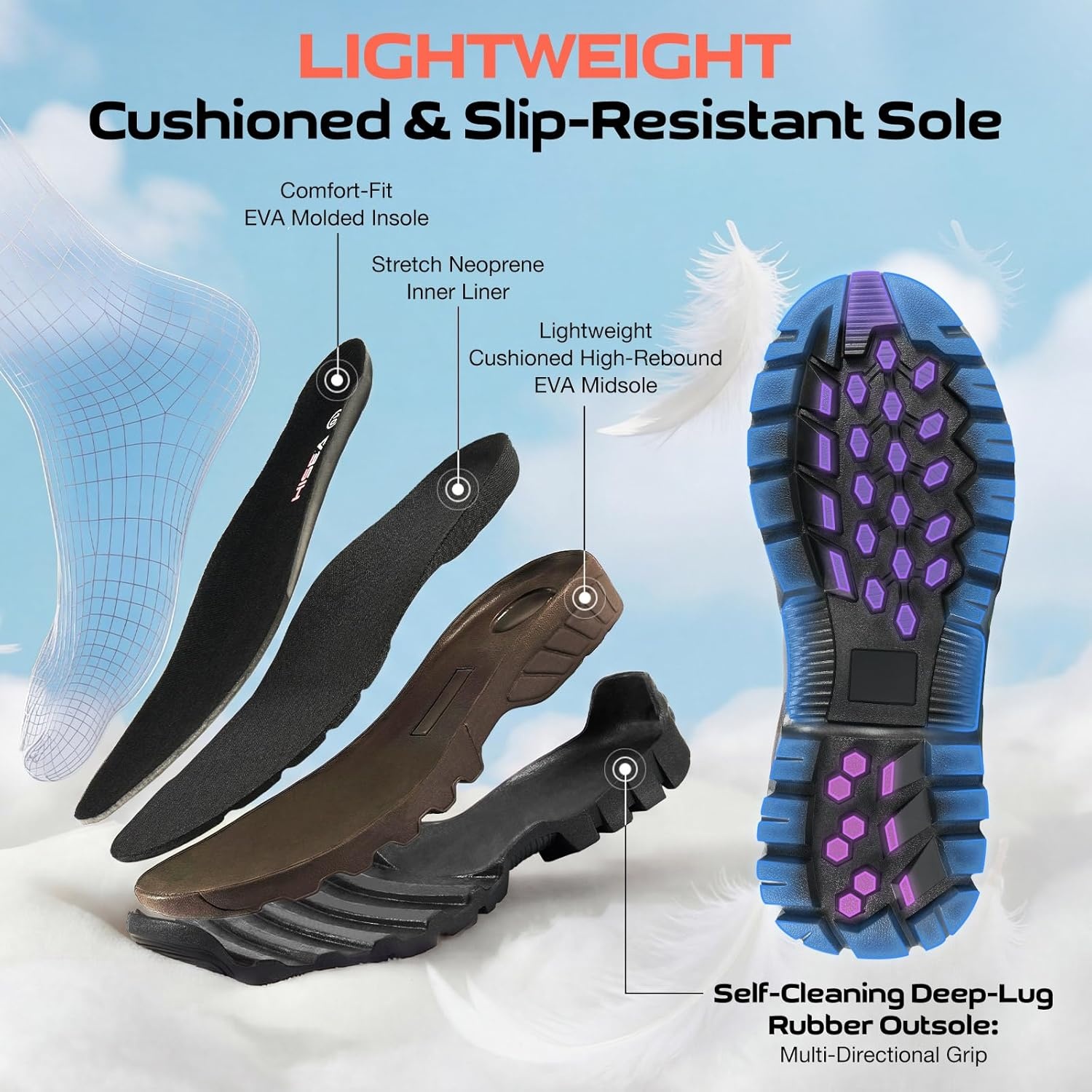 image:imageHISEA Ankle Rubber Rain Boots for Men Lace Up Round Toe Waterproof Boots for Hiking Outdoor Mud Yard Garden ChoreCamo