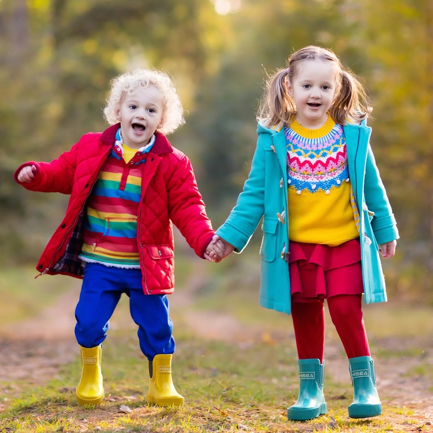 image:imageHISEA Kids BarefootFriendly Rain Boots 100 Natural Rubber Waterproof Ankle Chelsea Boots with Soft Cotton Lining AntiChafing Design for Toddlers Boys GirlsBlue