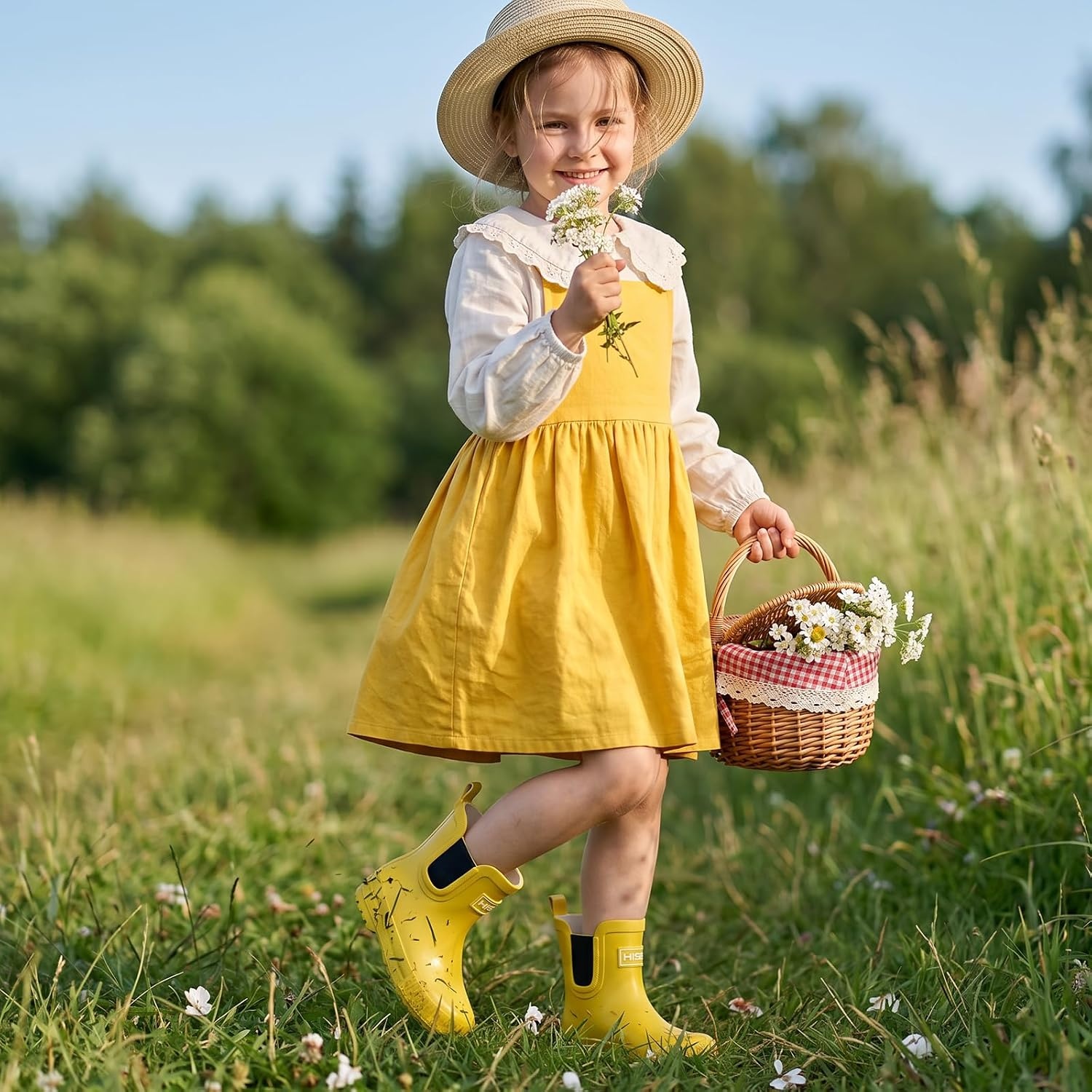 image:imageHISEA Kids BarefootFriendly Rain Boots 100 Natural Rubber Waterproof Ankle Chelsea Boots with Soft Cotton Lining AntiChafing Design for Toddlers Boys GirlsYellow