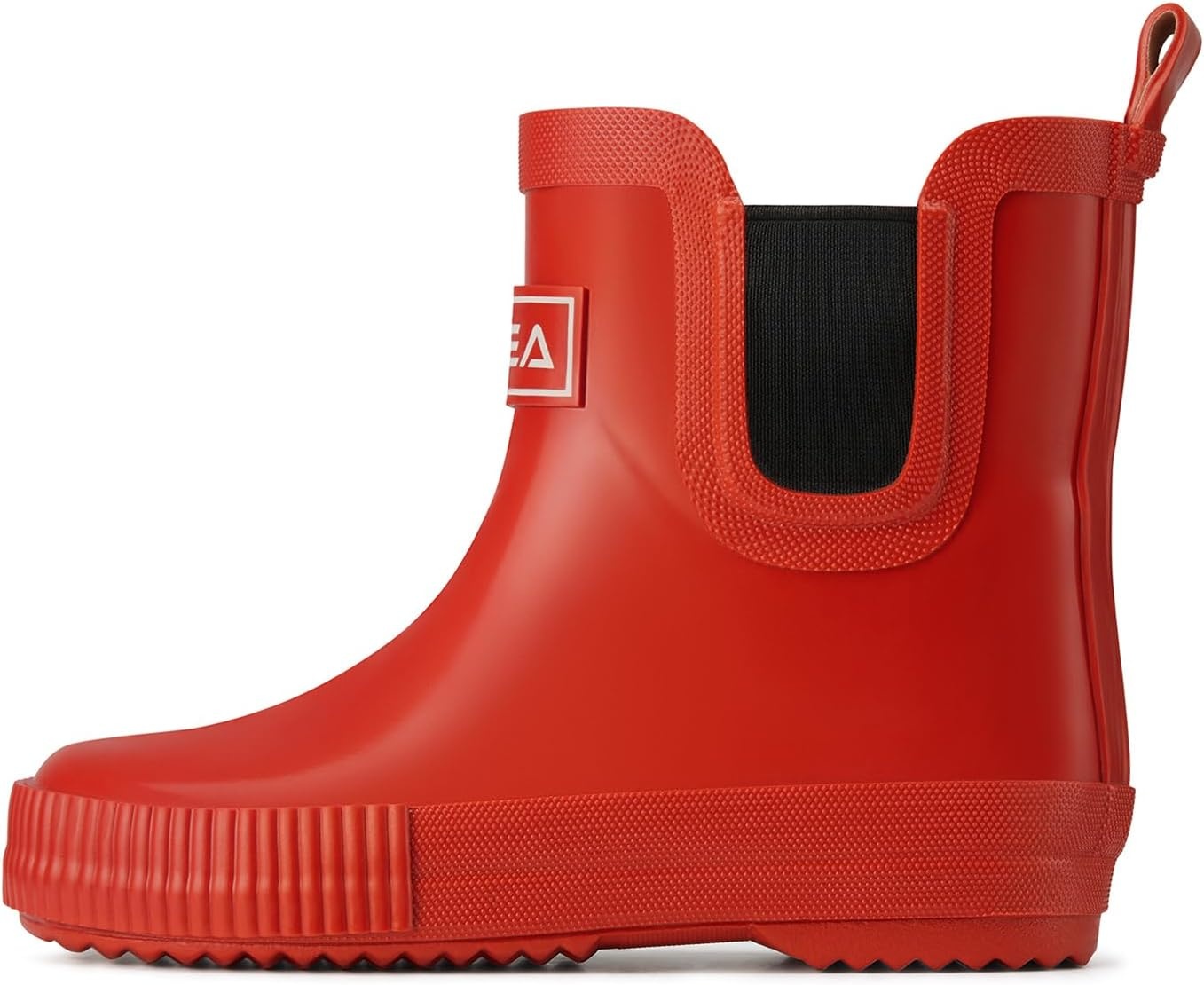 image:imageHISEA Kids BarefootFriendly Rain Boots 100 Natural Rubber Waterproof Ankle Chelsea Boots with Soft Cotton Lining AntiChafing Design for Toddlers Boys GirlsPumpkin Red