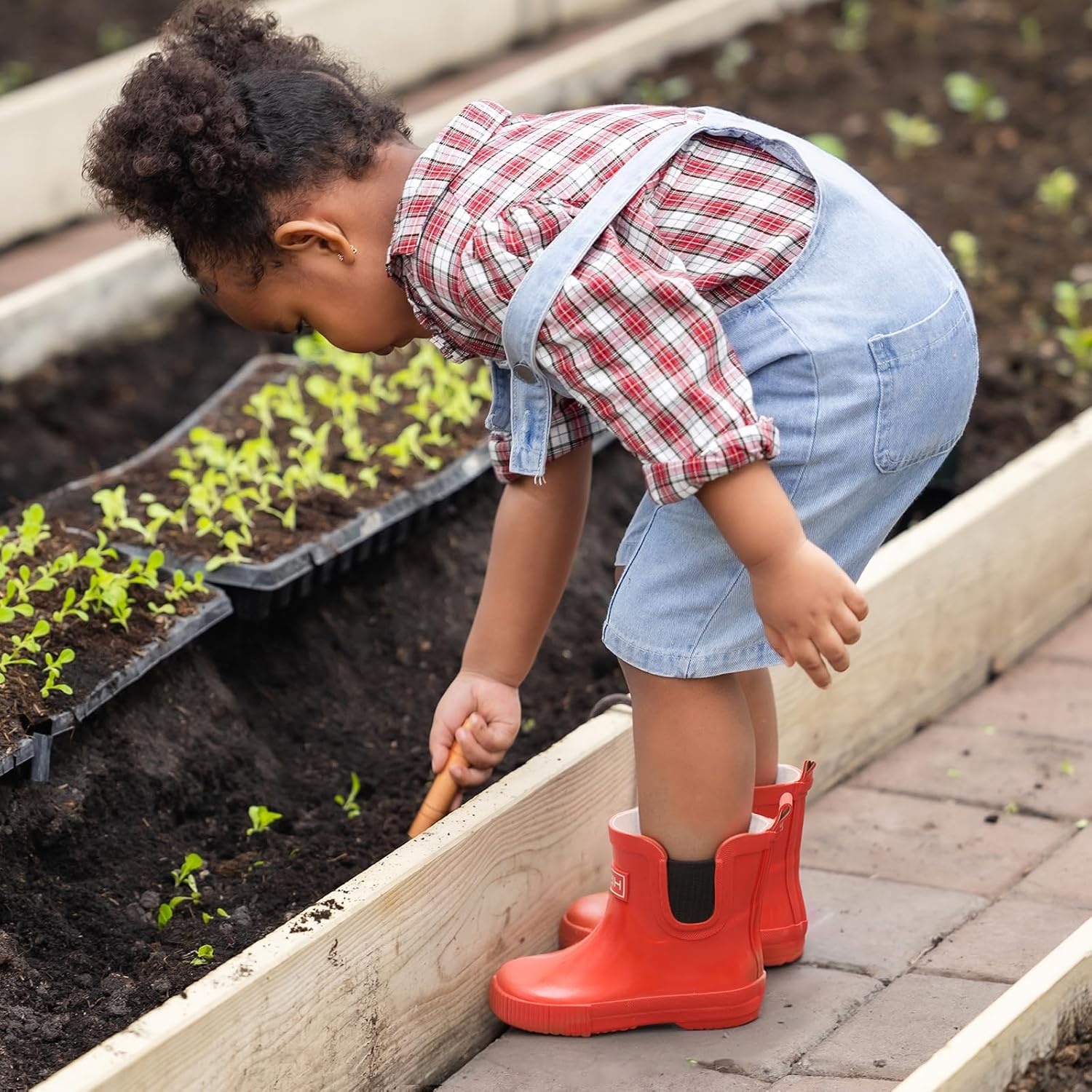image:imageHISEA Kids BarefootFriendly Rain Boots 100 Natural Rubber Waterproof Ankle Chelsea Boots with Soft Cotton Lining AntiChafing Design for Toddlers Boys GirlsPumpkin Red