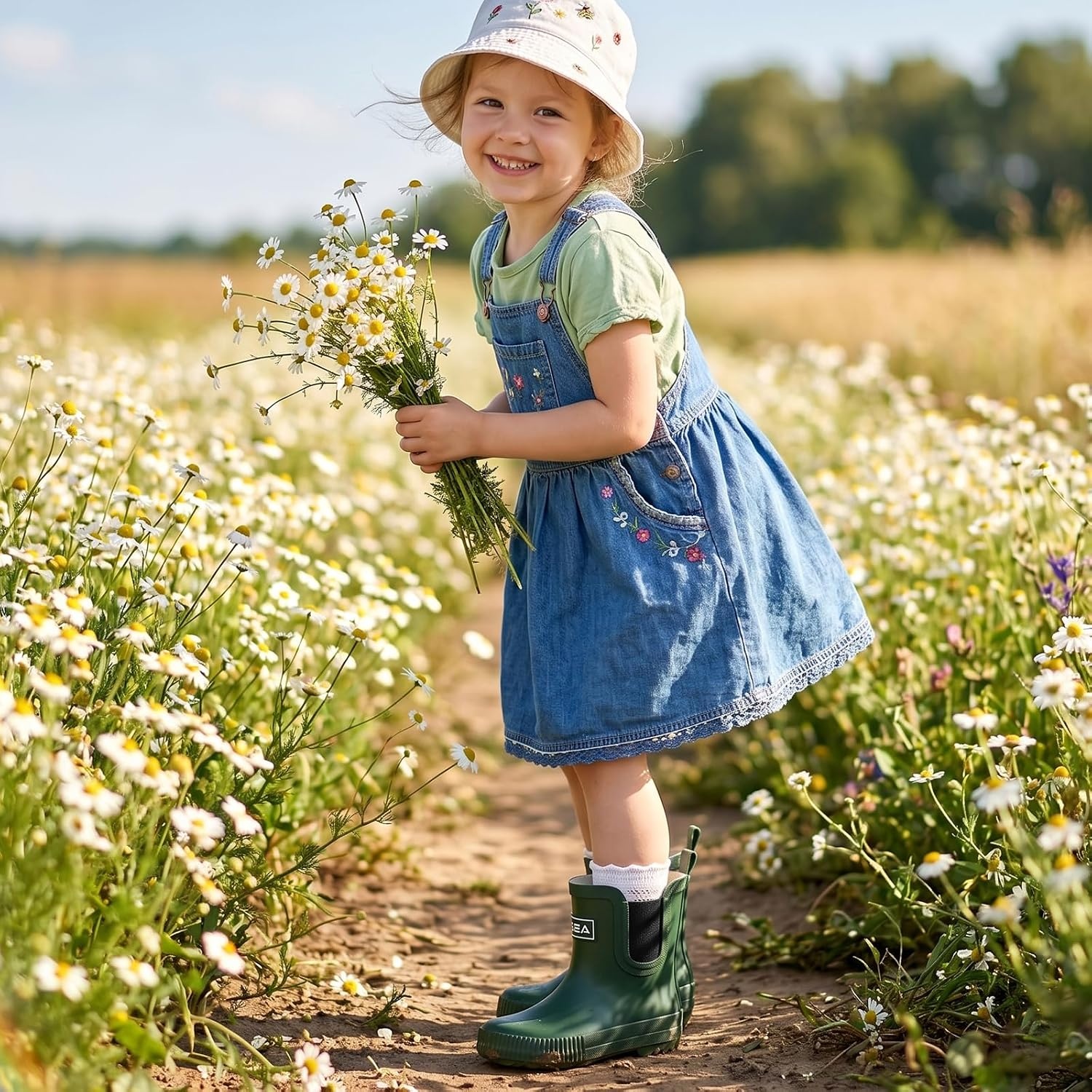 image:imageHISEA Kids BarefootFriendly Rain Boots 100 Natural Rubber Waterproof Ankle Chelsea Boots with Soft Cotton Lining AntiChafing Design for Toddlers Boys GirlsGreen