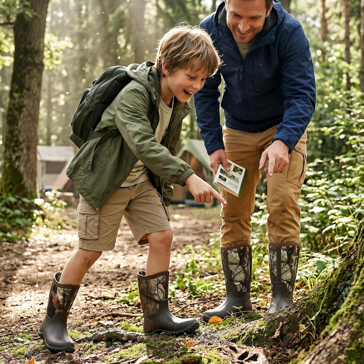image:imageHISEA Kids Rain Boots Waterproof Neoprene Rubber Mud Boots Youth Rainboots Mid Calf Rain Shoes for Toddlers Kid Children Boys amp GirlsCamo