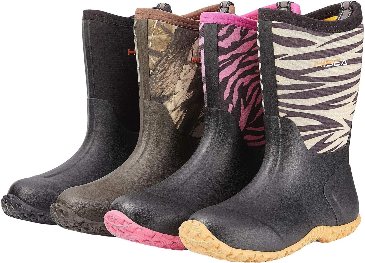 image:imageHISEA Kids Rain Boots Waterproof Neoprene Rubber Mud Boots Youth Rainboots Mid Calf Rain Shoes for Toddlers Kid Children Boys amp GirlsCamo