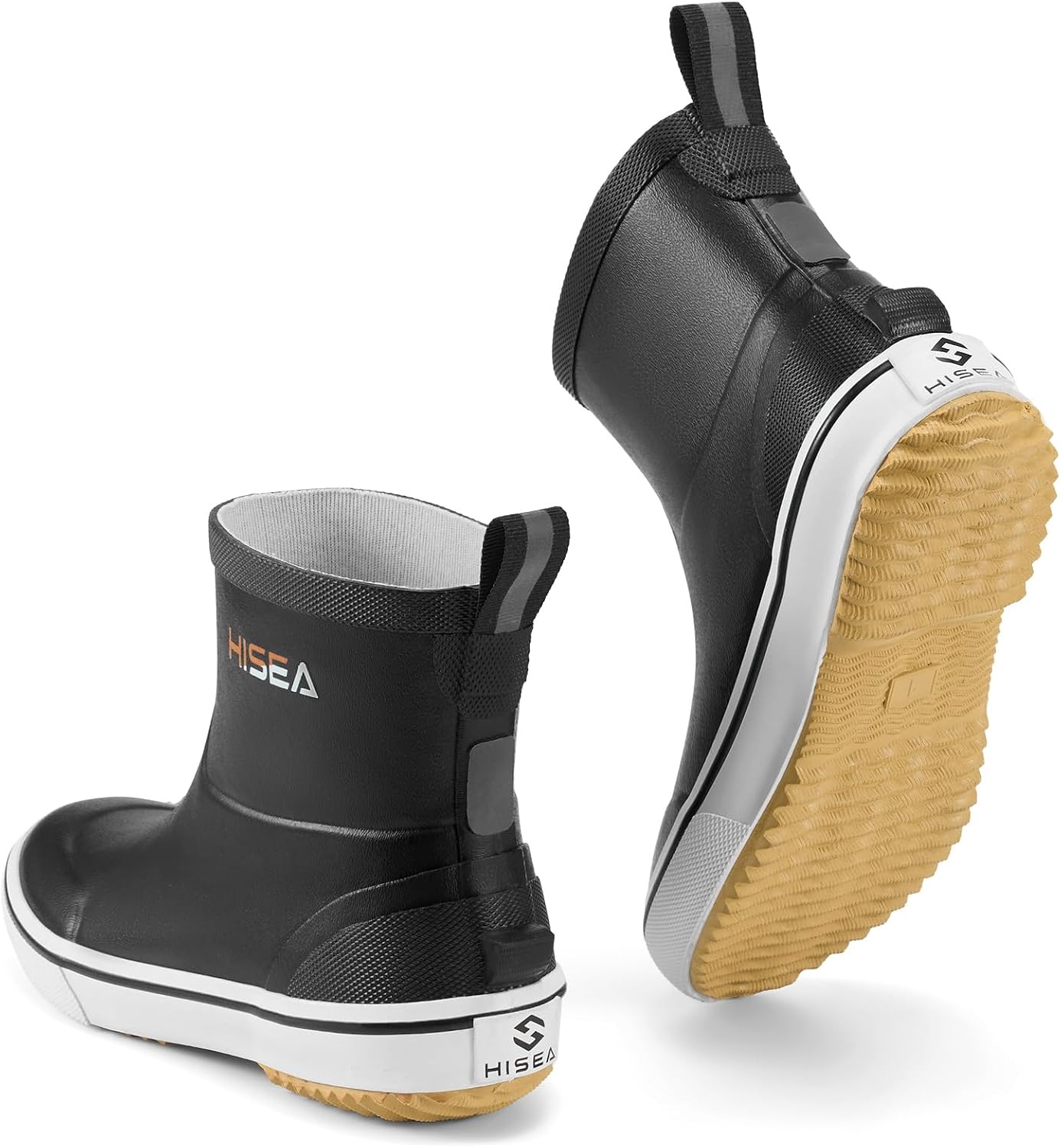 image:imageHISEA Kids Rain Boots for Girls Boys Toddler Waterproof NonSlip Easyon Rubber Deck Boots Lightweight Flexible UnisexChild Ankle Chelsea Booties for Outdoor School PlayBlack