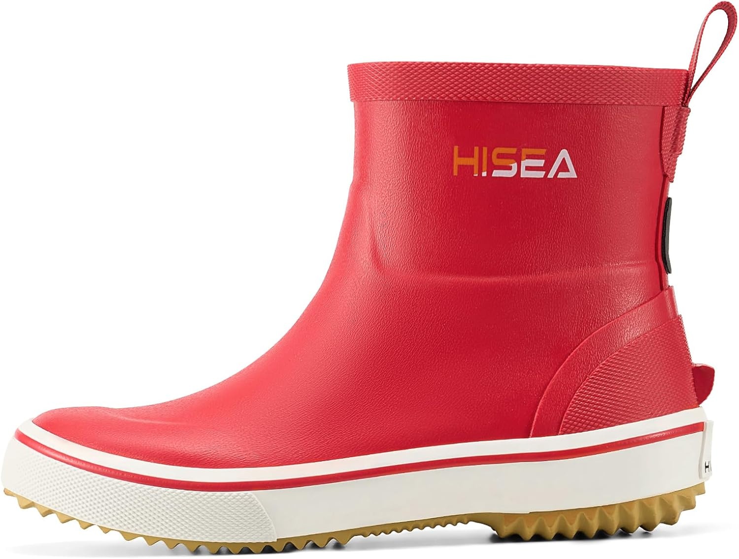 image:imageHISEA Kids Rain Boots for Girls Boys Toddler Waterproof NonSlip Easyon Rubber Deck Boots Lightweight Flexible UnisexChild Ankle Chelsea Booties for Outdoor School PlayRed