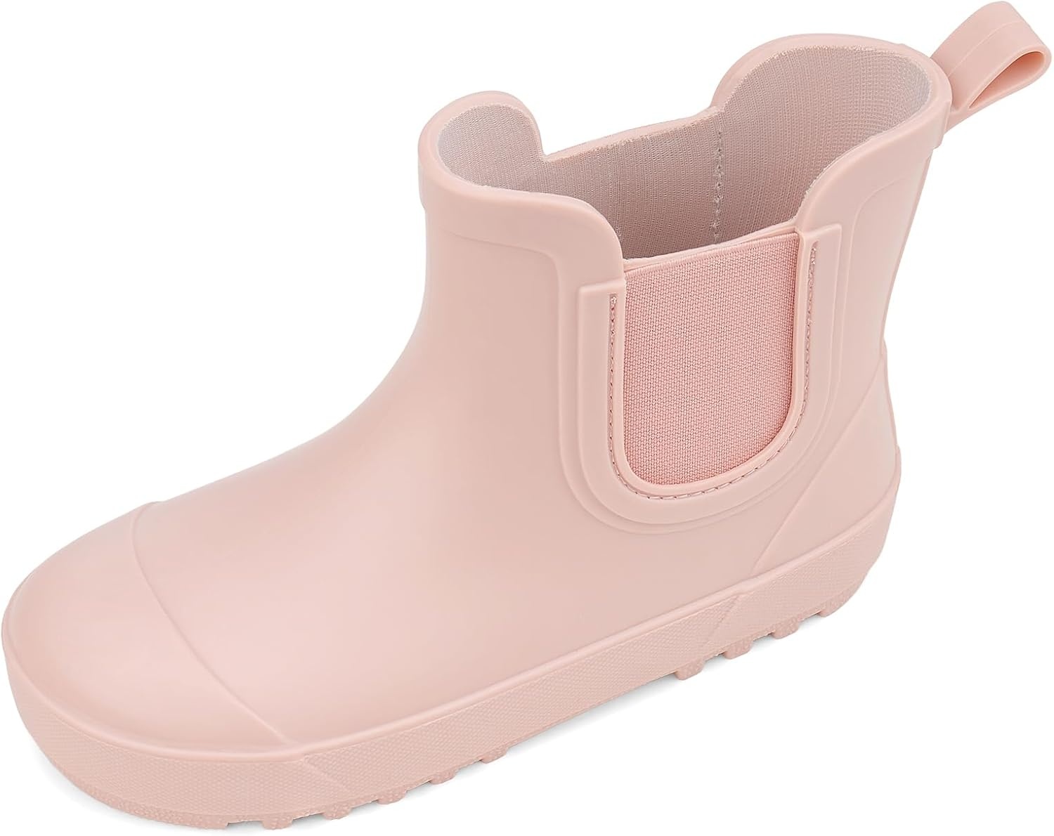 image:imageHISEA Kids Waterproof Ankle Deck Boots NonSlip Rubber Chelsea SlipOn with Round Toe for Boys amp Girls Lightweight Toddler to Big Kid Rainboots for Farm Park Hiking amp Outdoor PlayPink