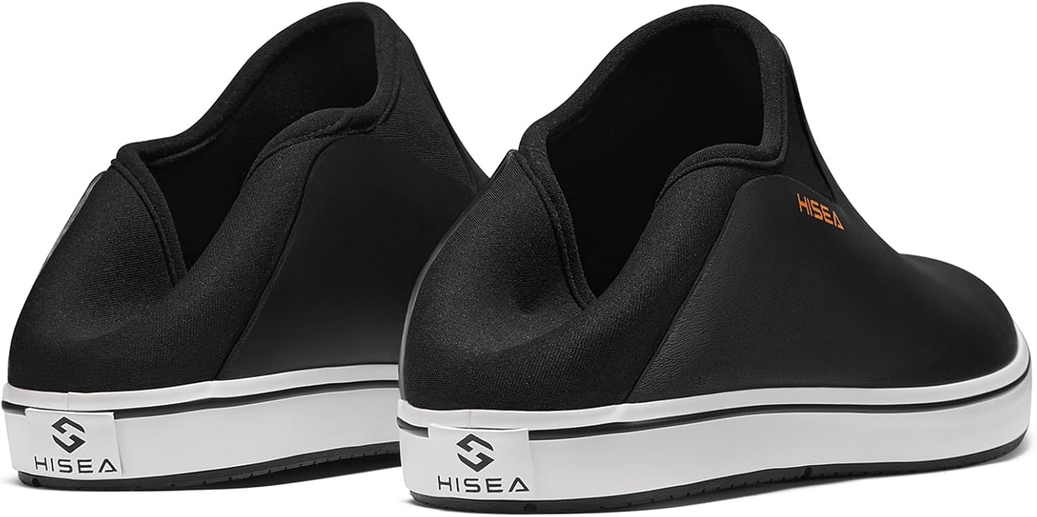 image:imageHISEA Mens Deck Boots Waterproof Nonslip Lightweight Rubber Ankle Rain Booties for Men Low Cut Foldable heel Neoprene Mud Garden Shoes for Outdoor Fishing Farming Gardening Lawn CareBlack