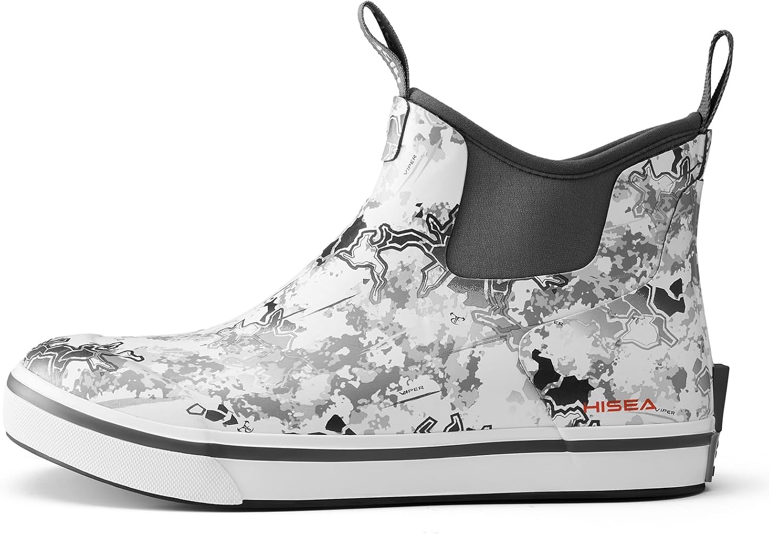 image:imageHISEA Mens Deck Rain Boots Saltwater Fishing Booties Waterproof Ankle Rain Boots with High TractionGrey Camo