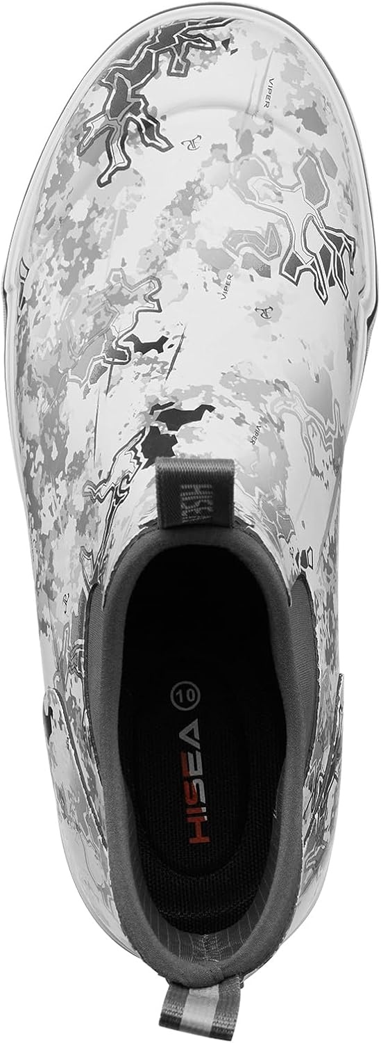 image:imageHISEA Mens Deck Rain Boots Saltwater Fishing Booties Waterproof Ankle Rain Boots with High TractionGrey Camo