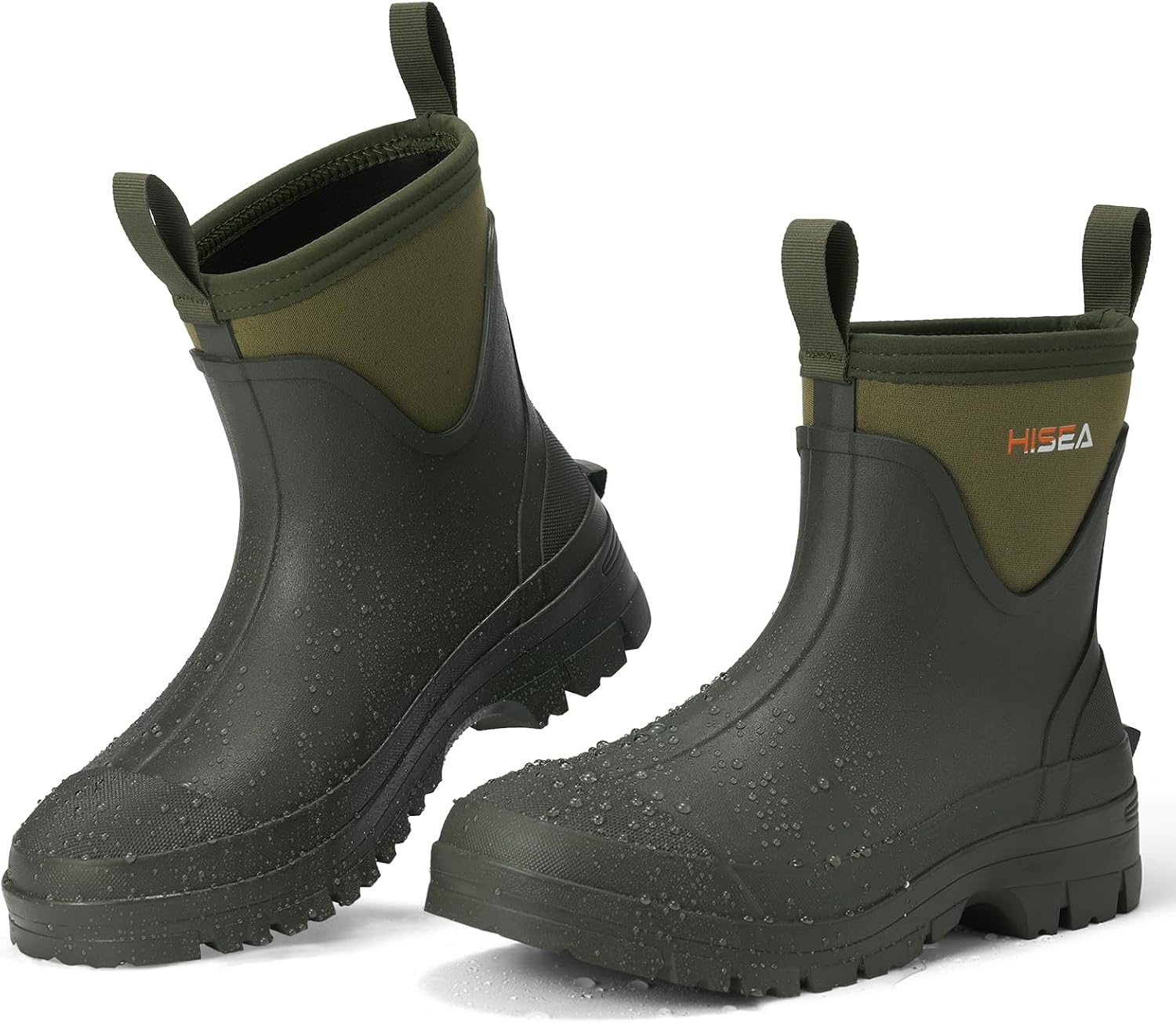 image:imageHISEA Mens Mud Boots Short Garden Shoes Ankle Hight Waterproof Neoprene Rubber Rain BootsGreen