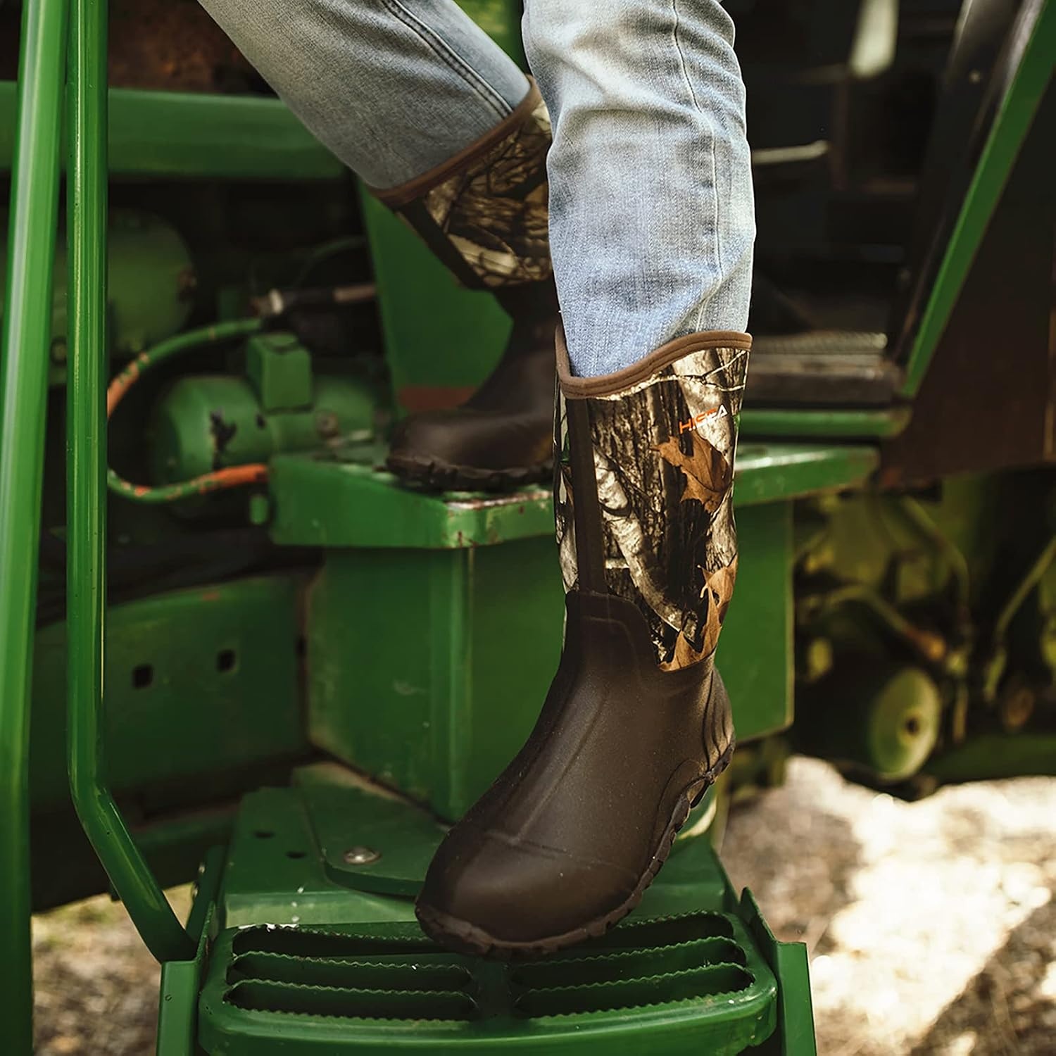 image:imageHISEA Mens Rain Boots Neoprene Rubber Boots Waterproof Insulated Mud Boots Mid Height Garden ShoesCamo