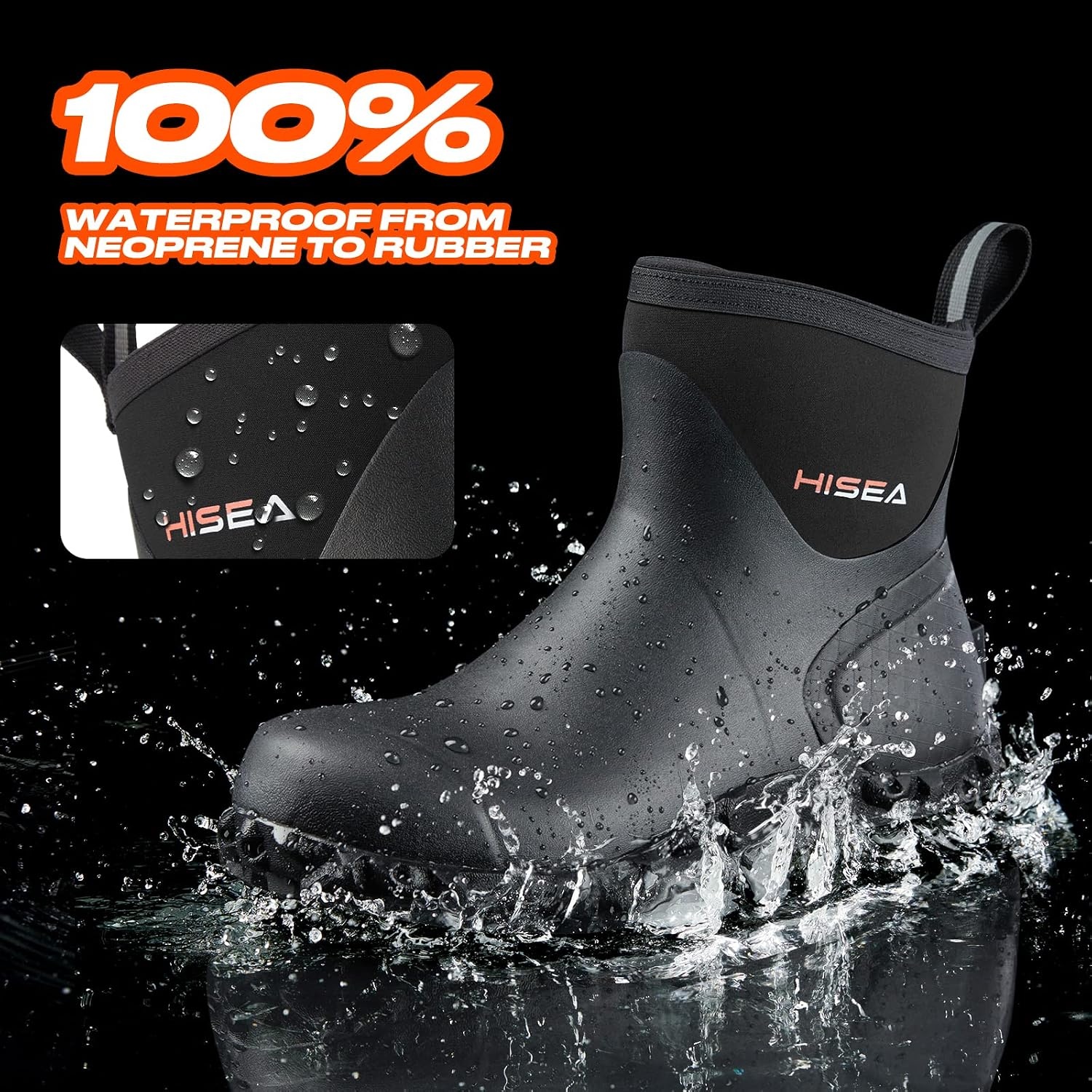 image:imageHISEA Mens Rubber Boots Ankle Rain Boots Waterproof Outdoor Mud Bootie for Lawn and GardenBlack