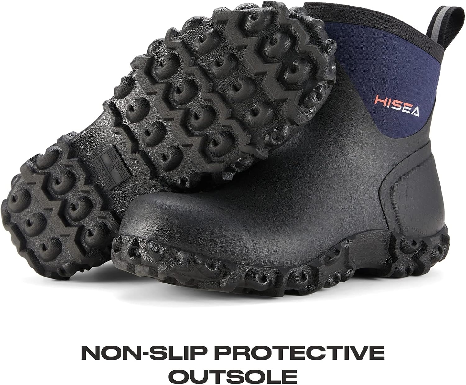 image:imageHISEA Mens Rubber Boots Ankle Rain Boots Waterproof Outdoor Mud Bootie for Lawn and GardenNavy