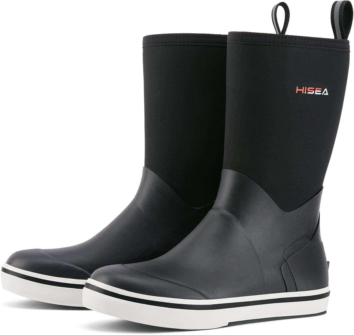 image:imageHISEA Mens Rubber Rain Boots Waterproof Garden Fishing Outdoor Deck BootsBlack