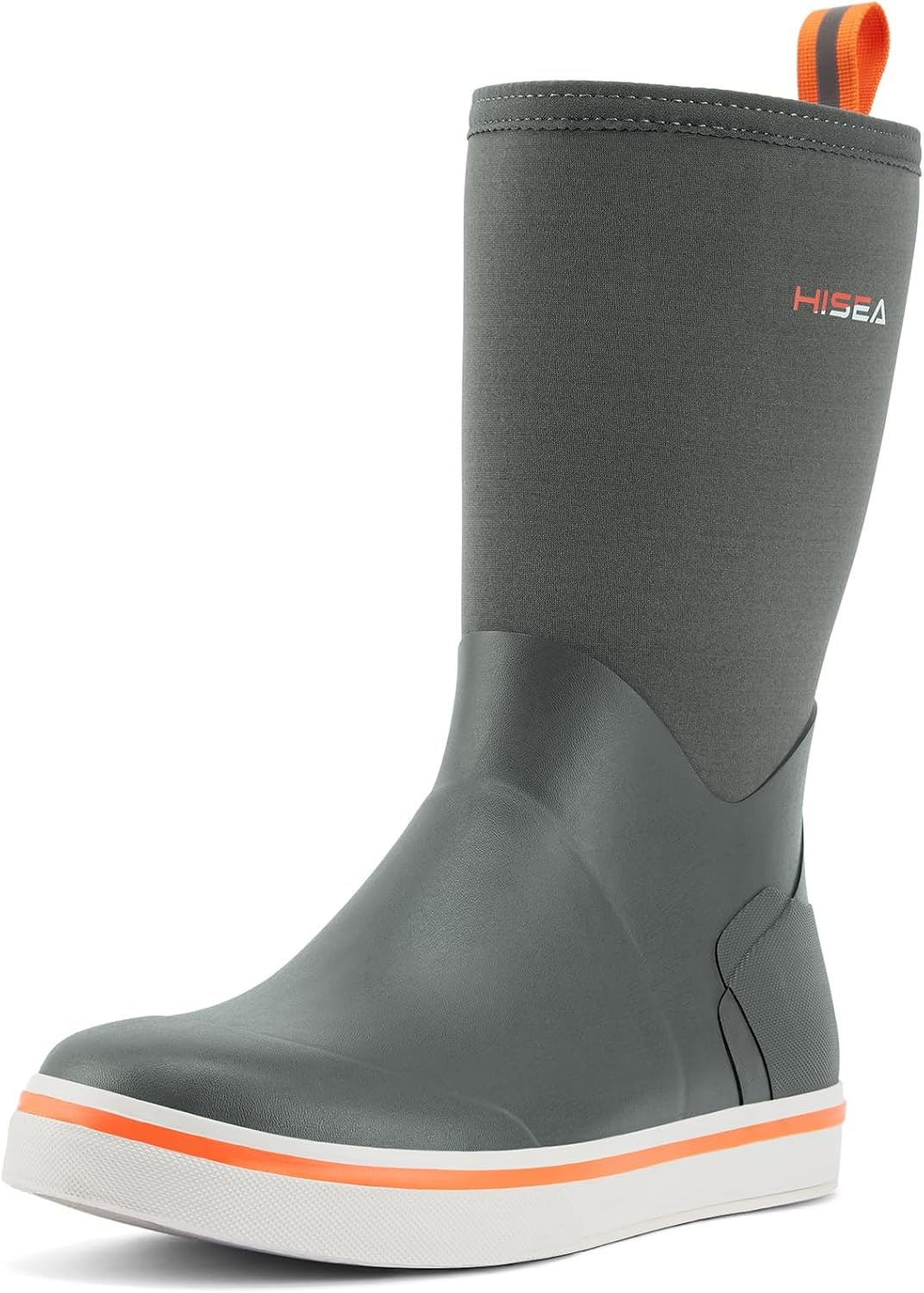 image:imageHISEA Mens Rubber Rain Boots Waterproof Garden Fishing Outdoor Deck BootsGrey