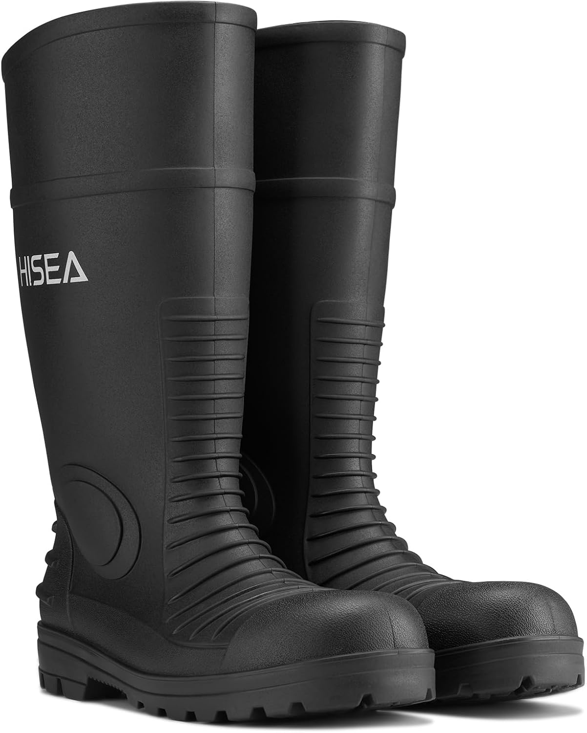 image:imageHISEA Mens Steel Toe Rain Boots PVC Rubber Boots Waterproof Garden Fishing Outdoor Work Boots Durable Slip Resistant Knee Boots for Agriculture and Industrial WorkingBlacknew