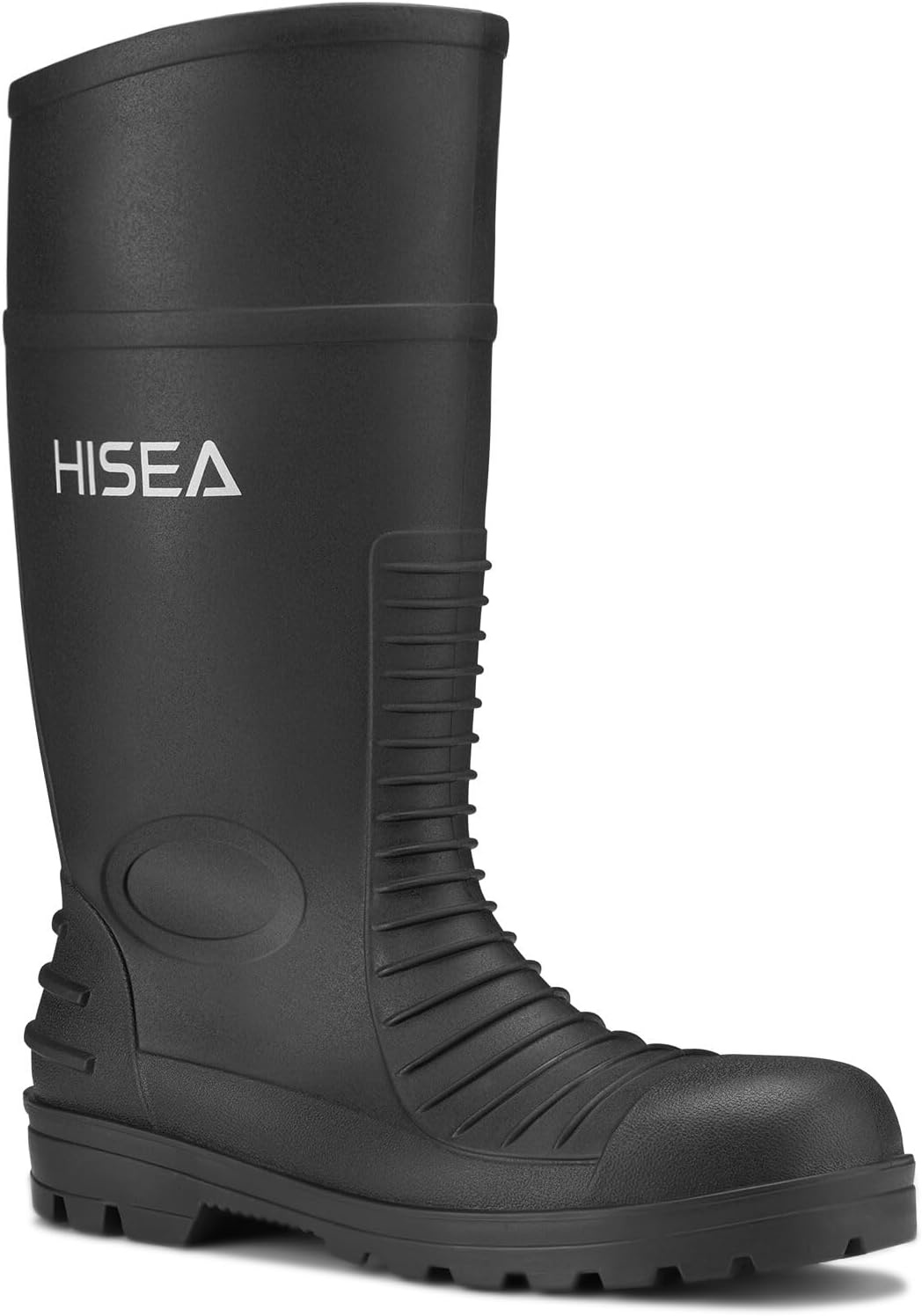 image:imageHISEA Mens Steel Toe Rain Boots PVC Rubber Boots Waterproof Garden Fishing Outdoor Work Boots Durable Slip Resistant Knee Boots for Agriculture and Industrial WorkingBlacknew