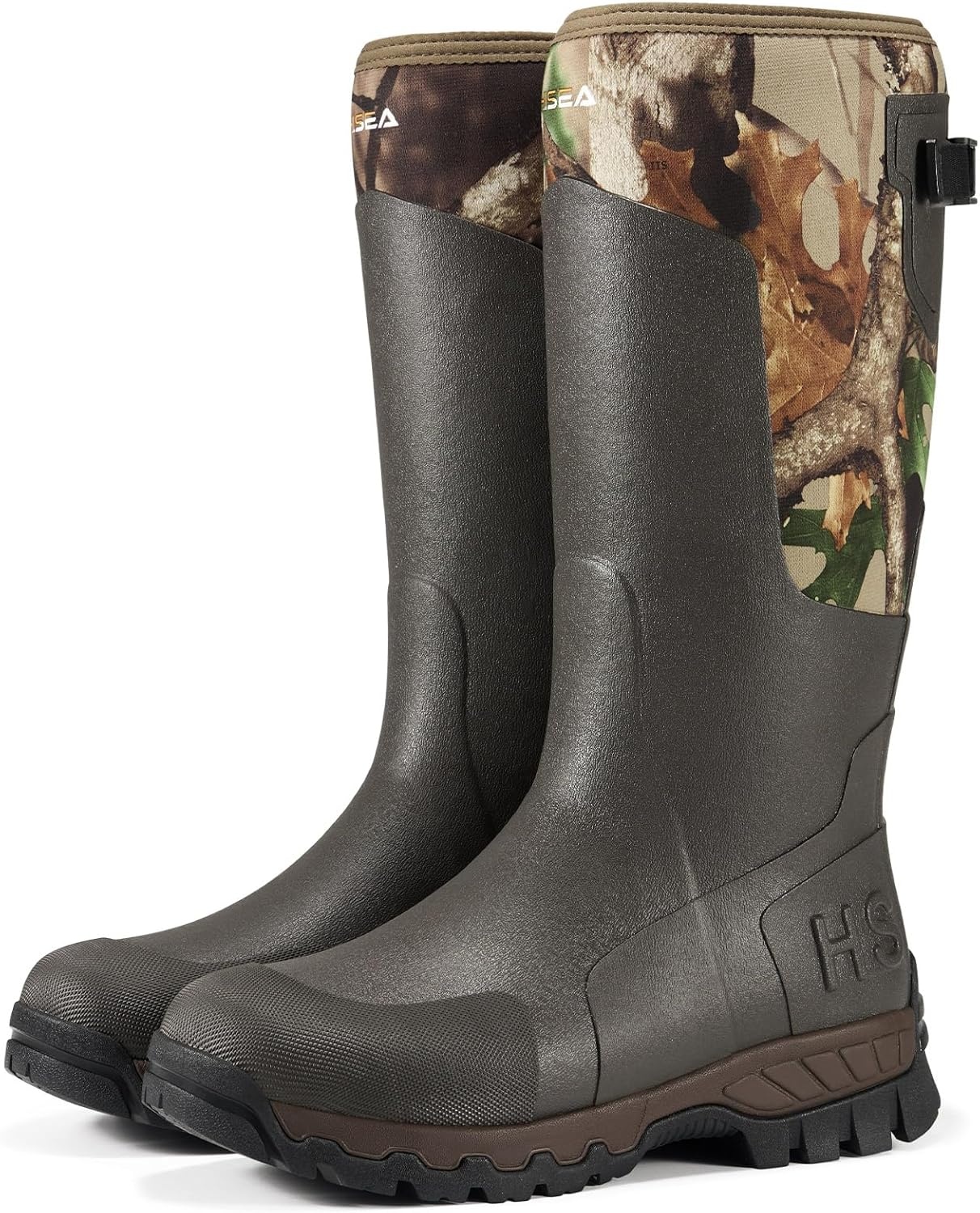 image:imageHISEA Mens Tall Boot with Arctic Ice Grip Waterproof Rubber Rain Boots Insulated Neoprene Warm Mud Boots for Outdoor Work HuntingCamo