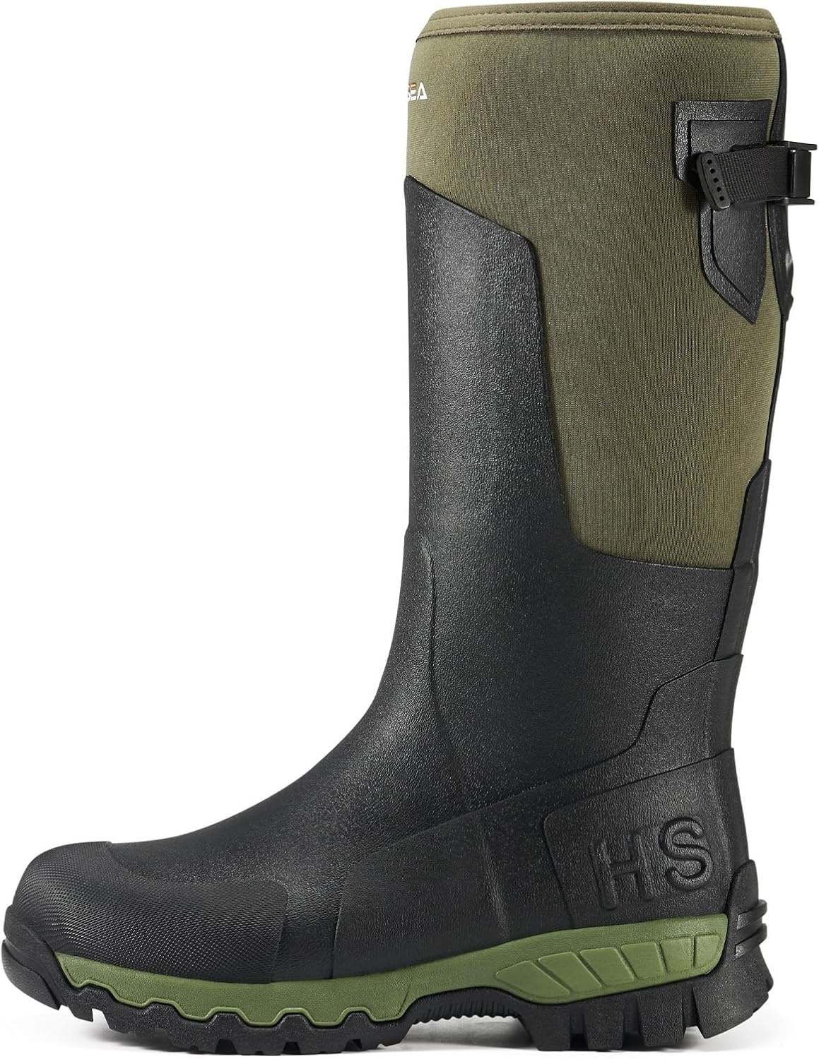 image:imageHISEA Mens Tall Boot with Arctic Ice Grip Waterproof Rubber Rain Boots Insulated Neoprene Warm Mud Boots for Outdoor Work HuntingGreen