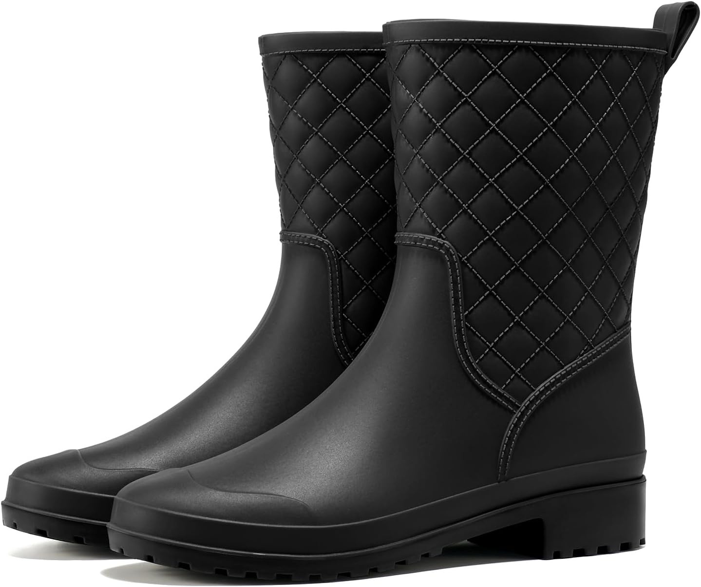 image:imageHISEA Rain Boots for Women Lightweight Fashion Rubber Boots Mid Height Waterproof Garden Shoes Womens Rain FootwearBlack