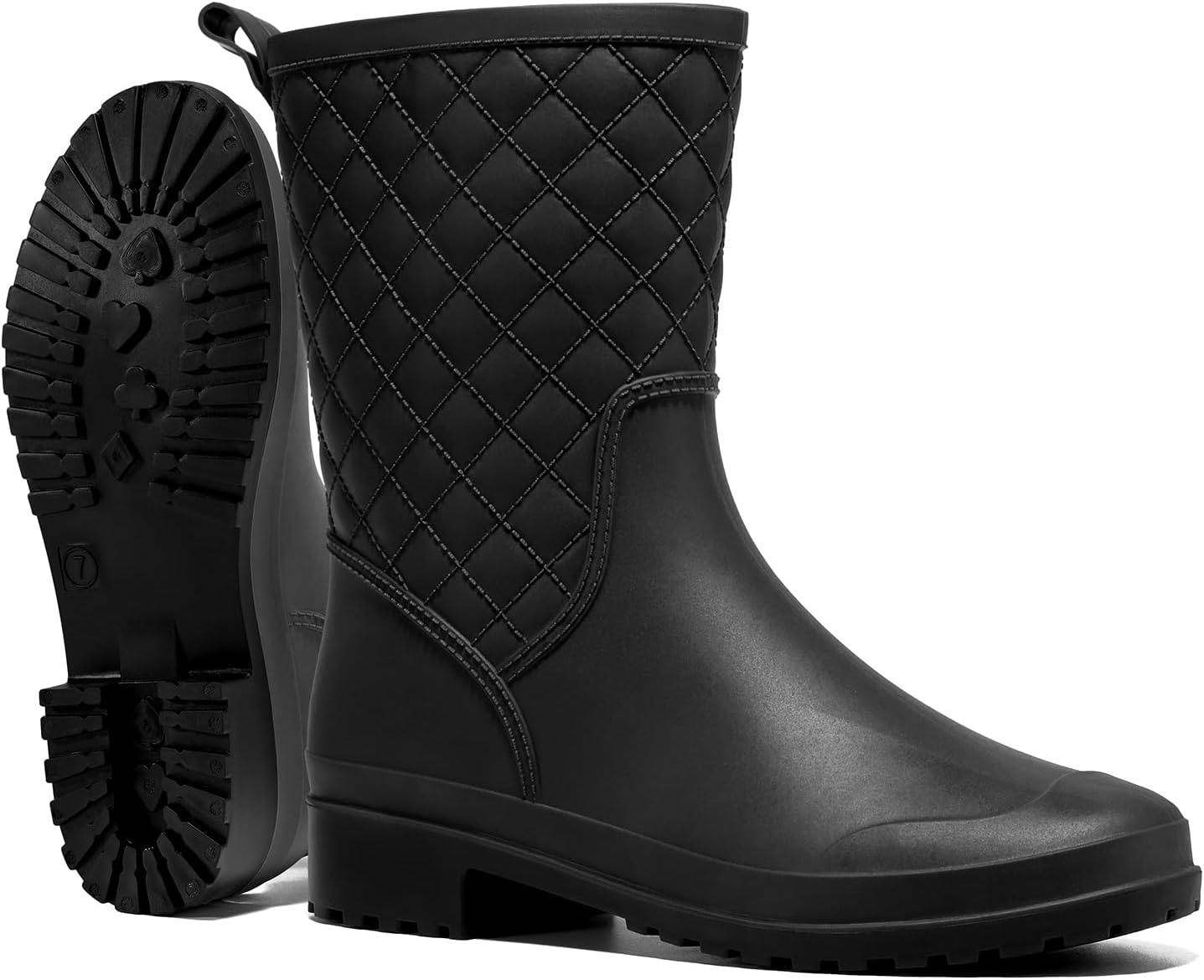 image:imageHISEA Rain Boots for Women Lightweight Fashion Rubber Boots Mid Height Waterproof Garden Shoes Womens Rain FootwearBlack