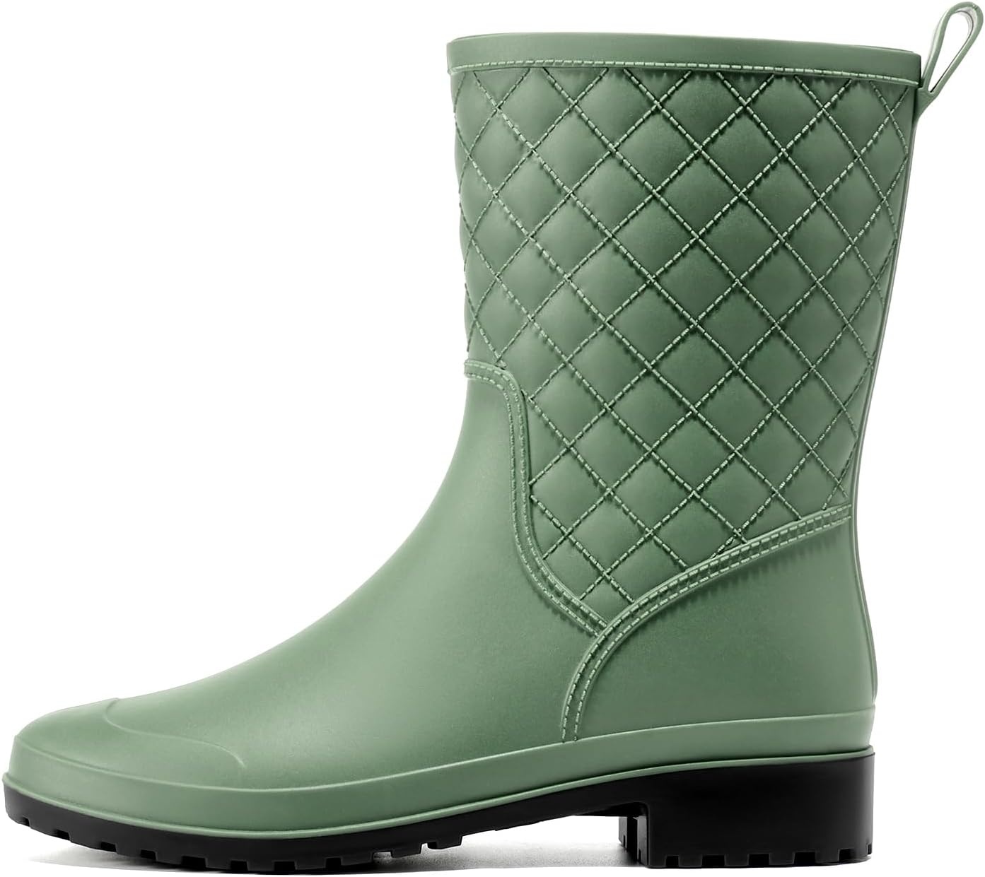 image:imageHISEA Rain Boots for Women Lightweight Fashion Rubber Boots Mid Height Waterproof Garden Shoes Womens Rain FootwearGreen