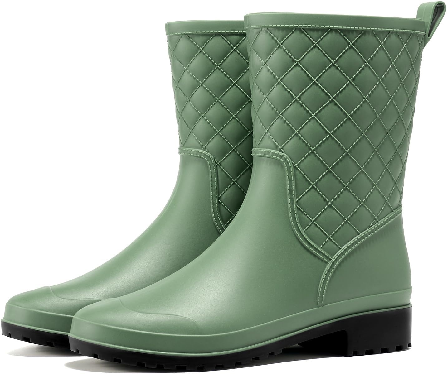image:imageHISEA Rain Boots for Women Lightweight Fashion Rubber Boots Mid Height Waterproof Garden Shoes Womens Rain FootwearGreen