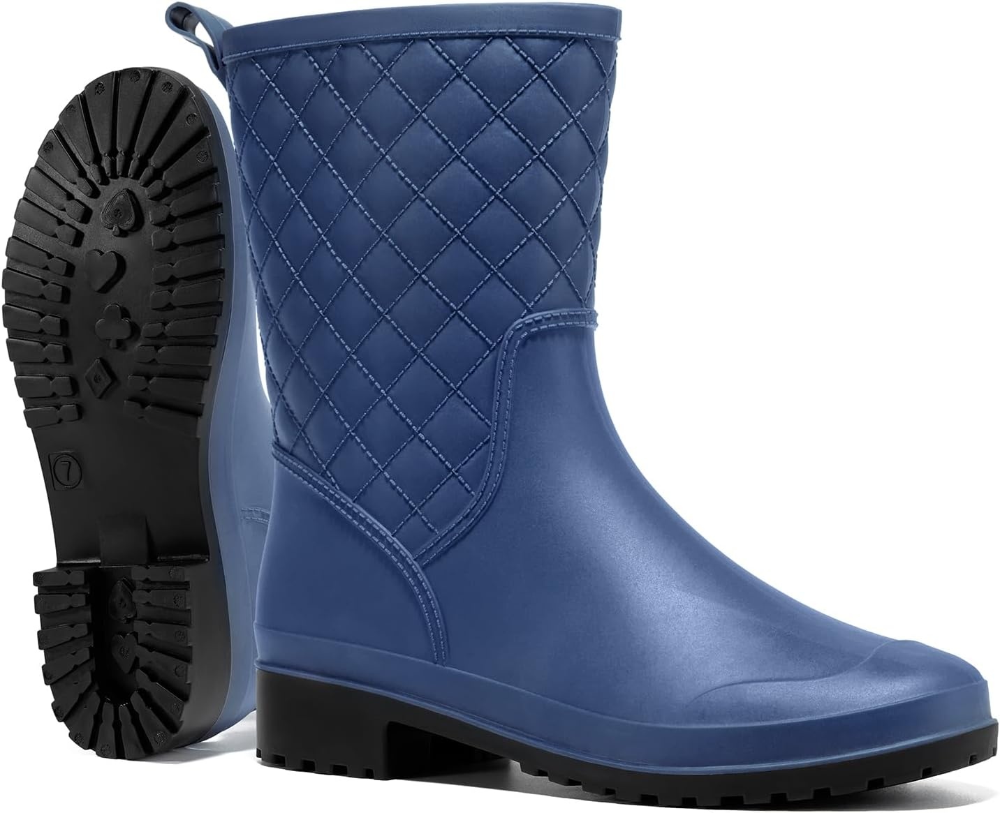 image:imageHISEA Rain Boots for Women Lightweight Fashion Rubber Boots Mid Height Waterproof Garden Shoes Womens Rain FootwearNavy