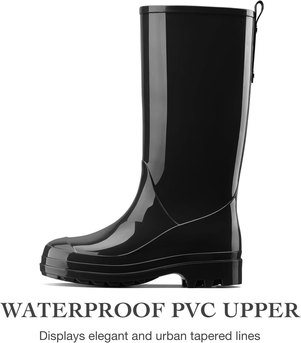 image:imageHISEA Rain Boots for Women Waterproof Garden Boots Knee High Rain Shoes with Comfort Insole NonSlip Seamless Tall Rain BootsBlack