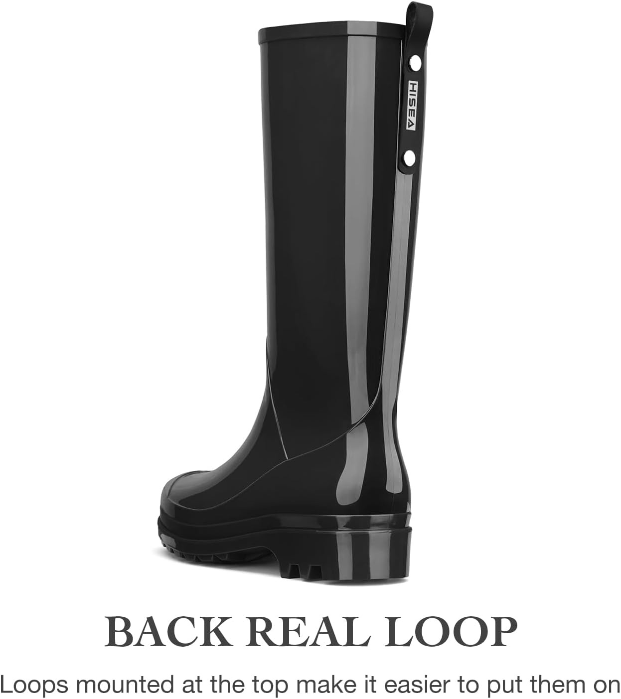 image:imageHISEA Rain Boots for Women Waterproof Garden Boots Knee High Rain Shoes with Comfort Insole NonSlip Seamless Tall Rain BootsBlack