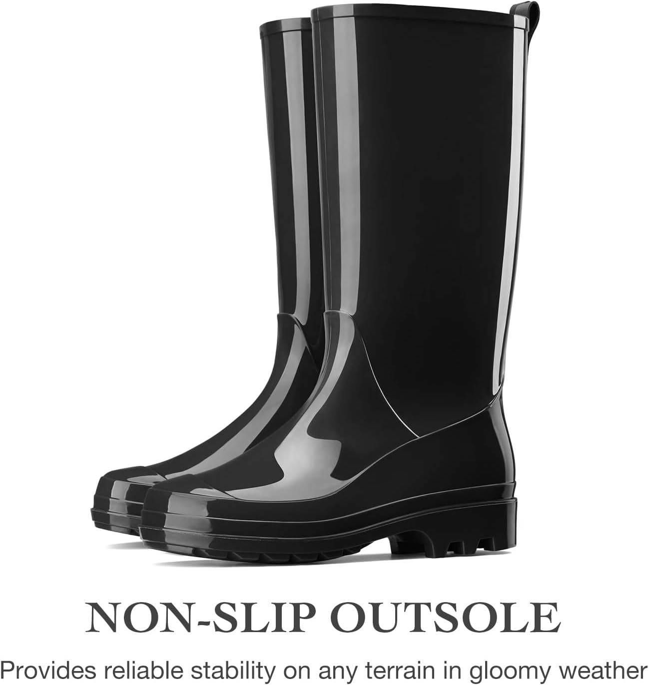 image:imageHISEA Rain Boots for Women Waterproof Garden Boots Knee High Rain Shoes with Comfort Insole NonSlip Seamless Tall Rain BootsBlack
