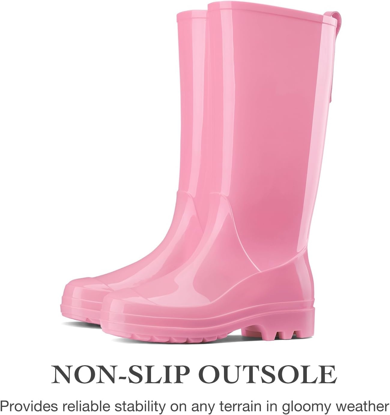 image:imageHISEA Rain Boots for Women Waterproof Garden Boots Knee High Rain Shoes with Comfort Insole NonSlip Seamless Tall Rain BootsLight Pink