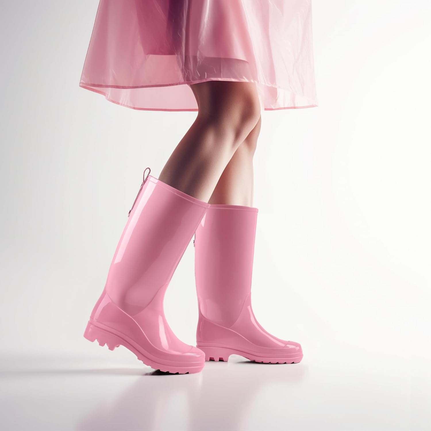 image:imageHISEA Rain Boots for Women Waterproof Garden Boots Knee High Rain Shoes with Comfort Insole NonSlip Seamless Tall Rain BootsLight Pink