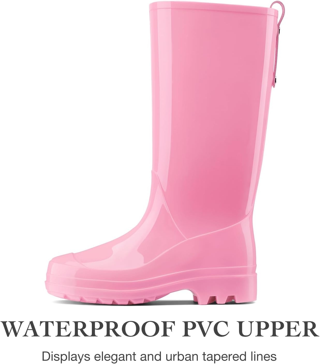 image:imageHISEA Rain Boots for Women Waterproof Garden Boots Knee High Rain Shoes with Comfort Insole NonSlip Seamless Tall Rain BootsLight Pink