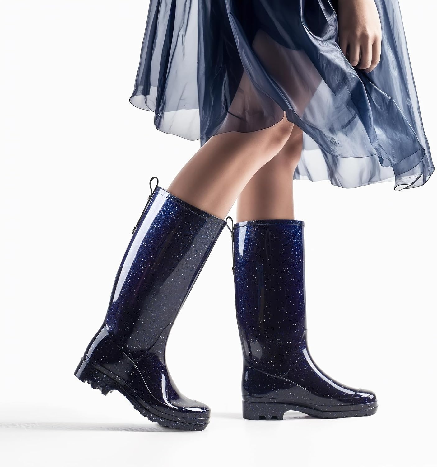 image:imageHISEA Rain Boots for Women Waterproof Garden Boots Knee High Rain Shoes with Comfort Insole NonSlip Seamless Tall Rain BootsStarry Blue