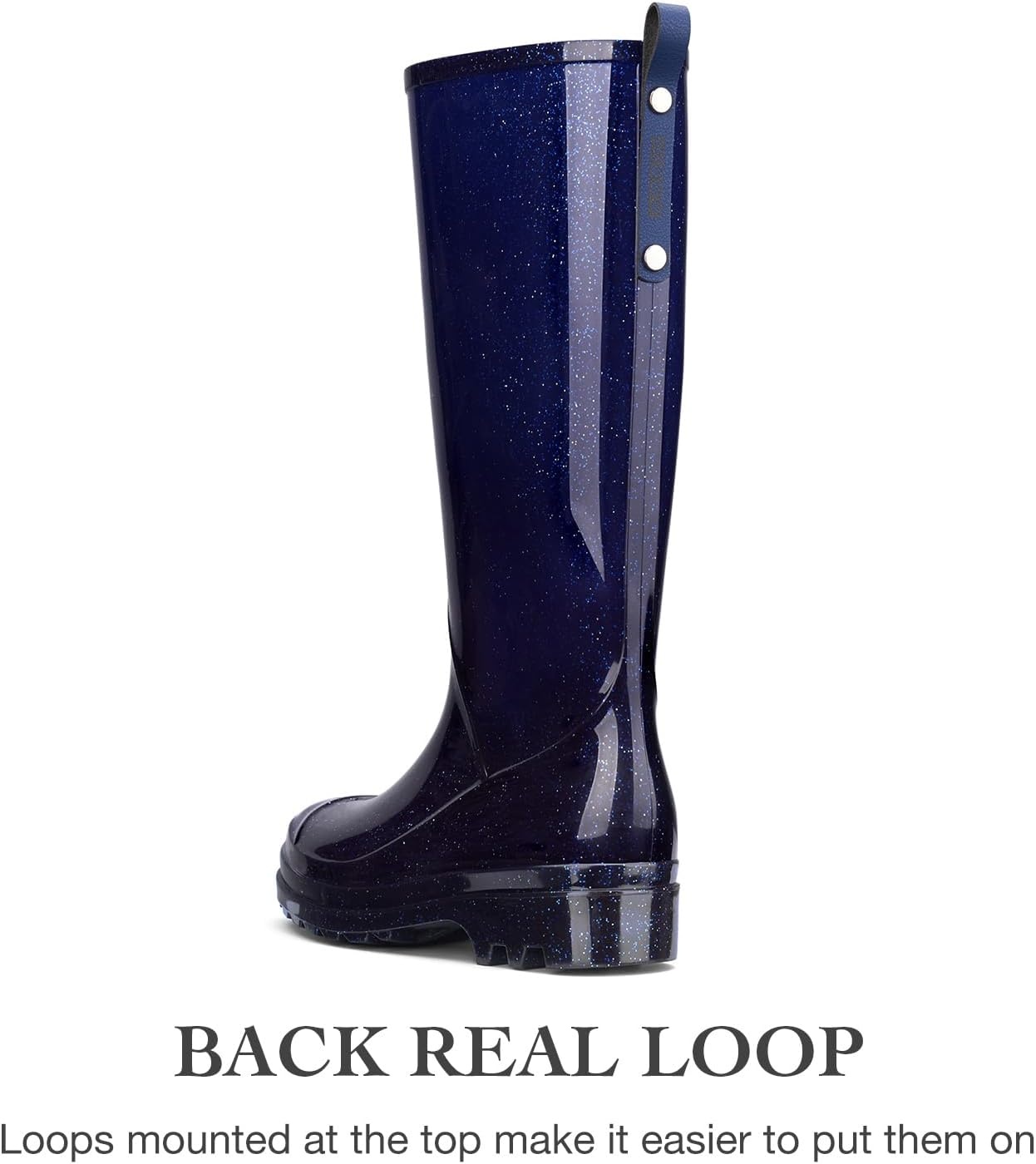image:imageHISEA Rain Boots for Women Waterproof Garden Boots Knee High Rain Shoes with Comfort Insole NonSlip Seamless Tall Rain BootsStarry Blue