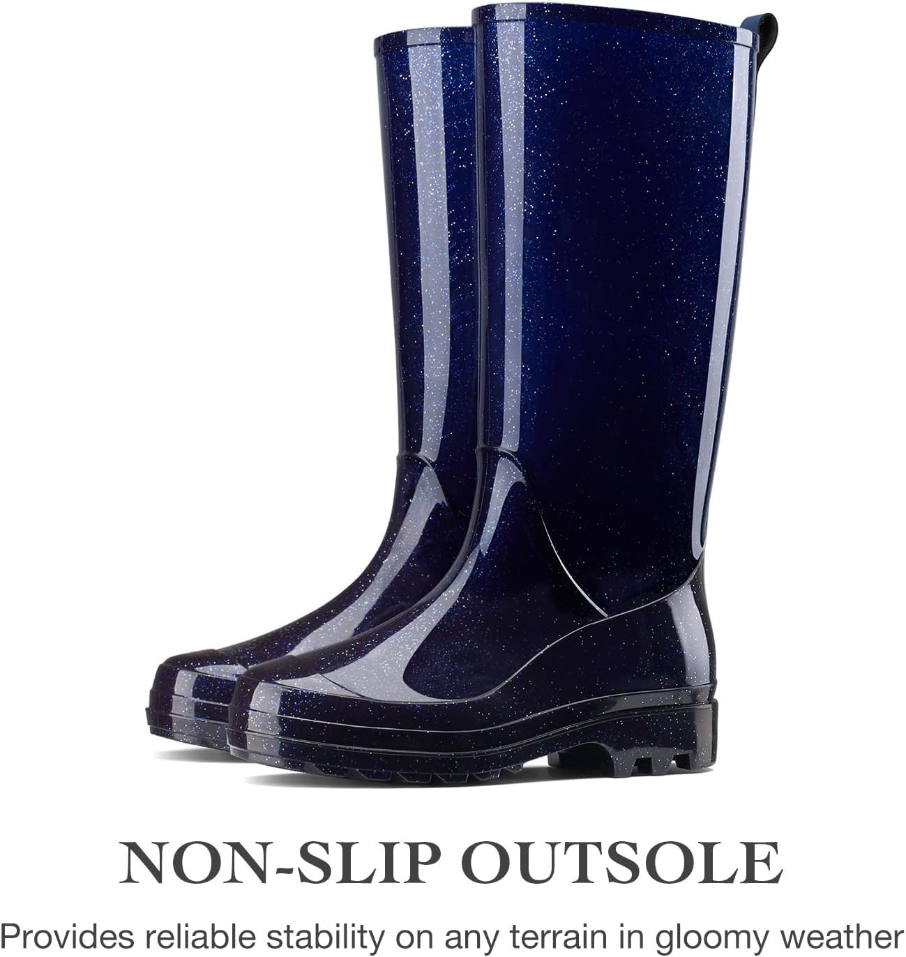 image:imageHISEA Rain Boots for Women Waterproof Garden Boots Knee High Rain Shoes with Comfort Insole NonSlip Seamless Tall Rain BootsStarry Blue