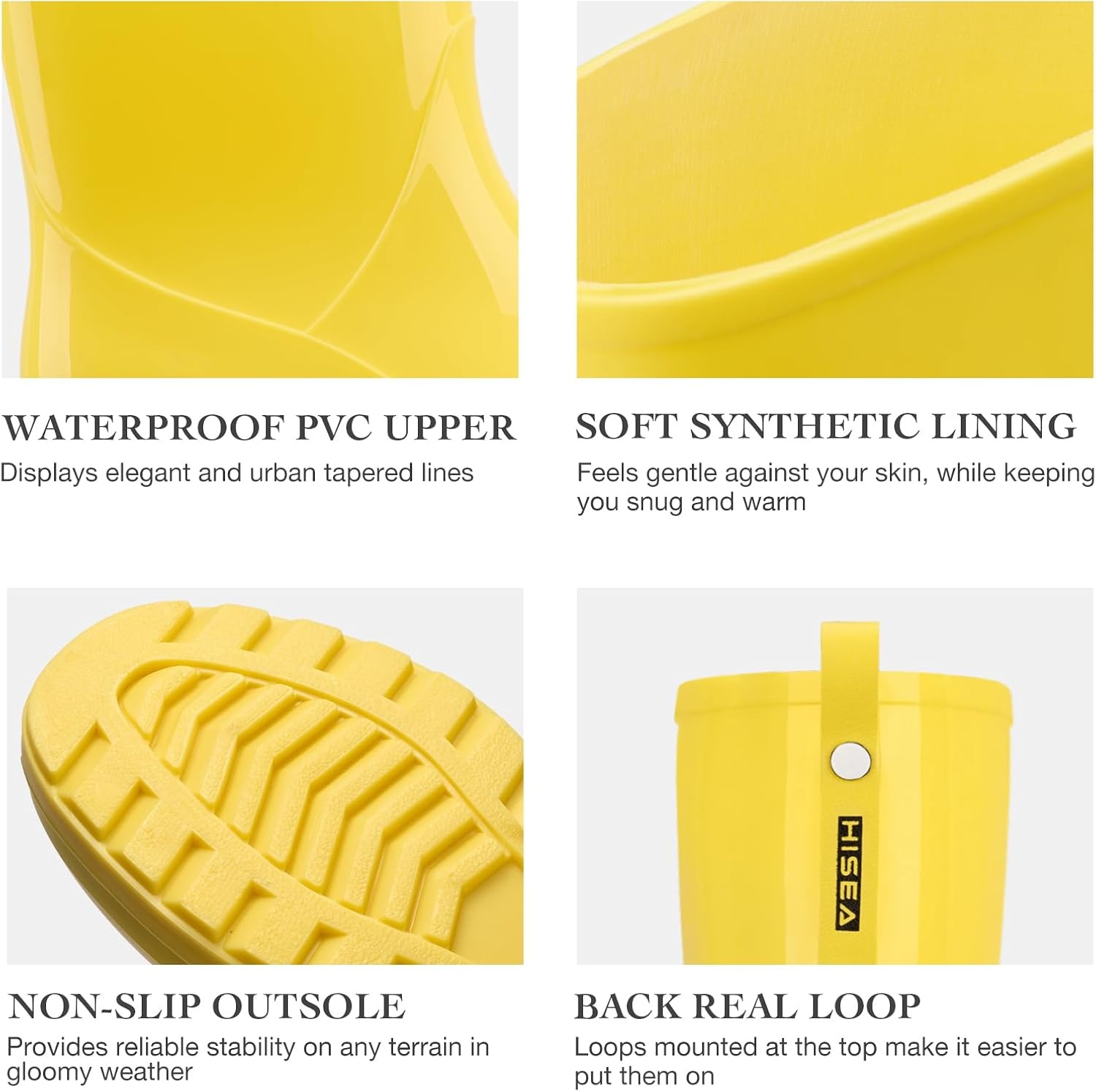 image:imageHISEA Rain Boots for Women Waterproof Garden Boots Knee High Rain Shoes with Comfort Insole NonSlip Seamless Tall Rain BootsYellow