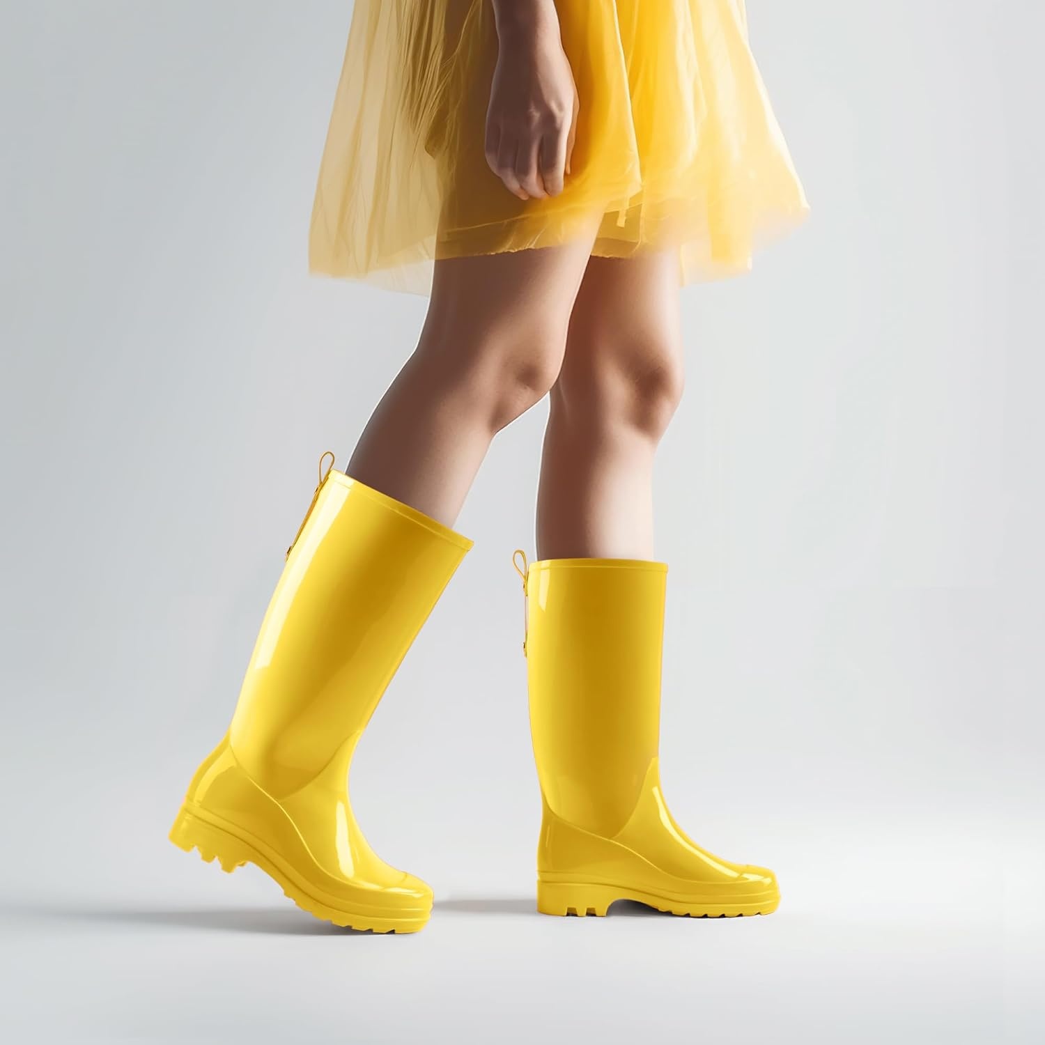 image:imageHISEA Rain Boots for Women Waterproof Garden Boots Knee High Rain Shoes with Comfort Insole NonSlip Seamless Tall Rain BootsYellow