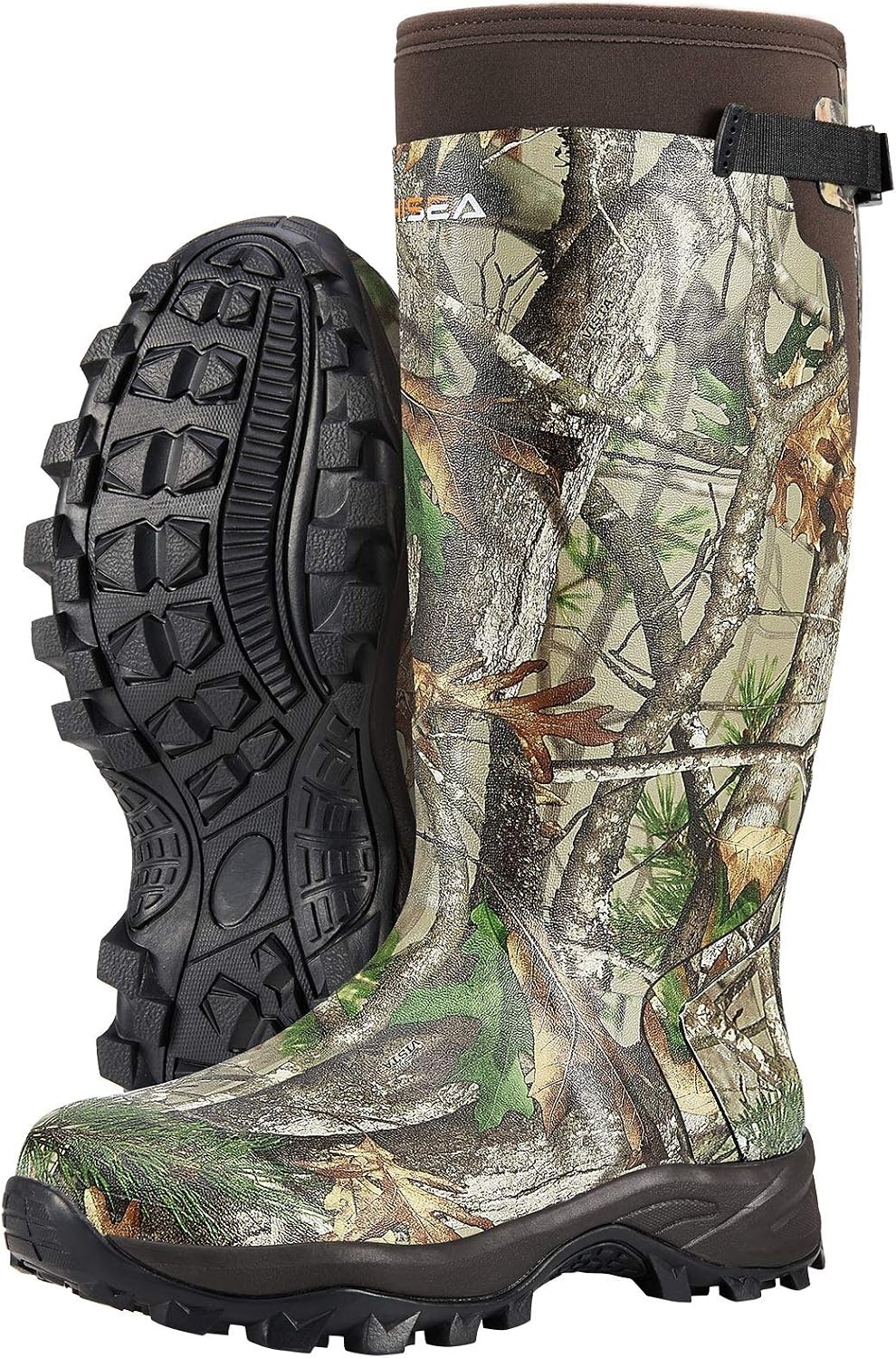 image:imageHISEA Rubber Hunting Boots Tall Warm Neoprene Waterproof Insulated Basic Hunting Boots Mens Adjustable Winter Boots Durable Slip Resistant Outdoor Hunting Fishing Working Boots for MenCamo Vista