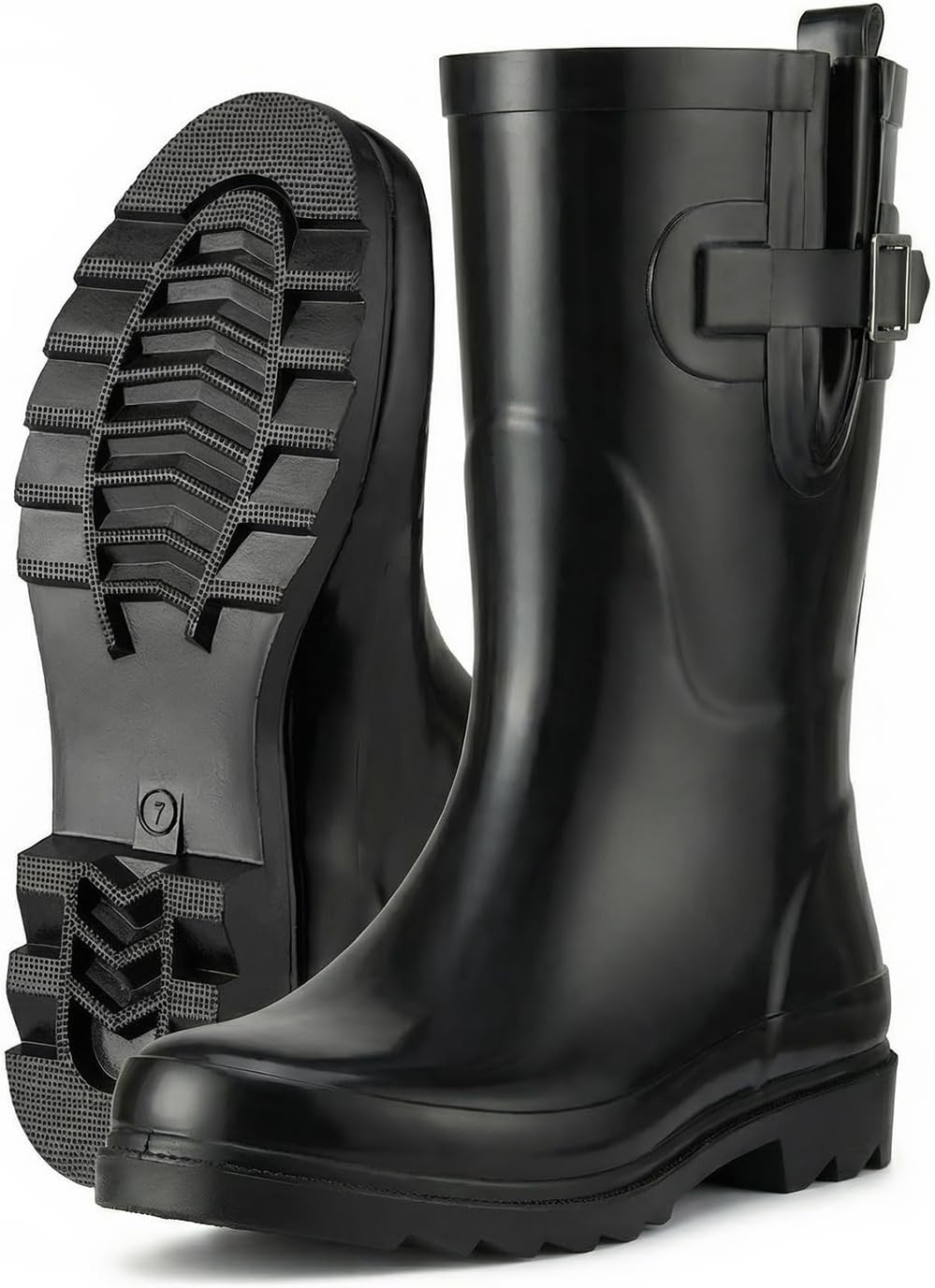 image:imageHISEA Rubber MidCalf Rain Boots for Women Waterproof Insulated AntiSlip Mud Boots Cute Fashion Chelsea Garden Boots For AdultBlack