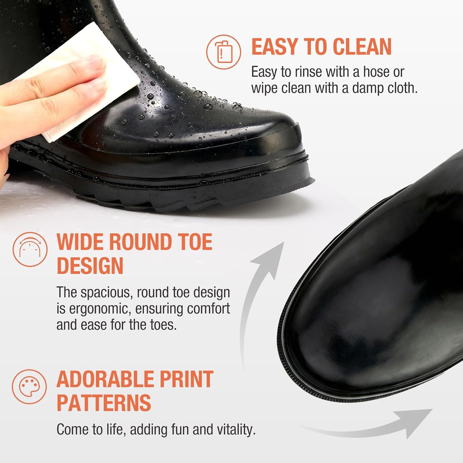 image:imageHISEA Rubber MidCalf Rain Boots for Women Waterproof Insulated AntiSlip Mud Boots Cute Fashion Chelsea Garden Boots For AdultBlack