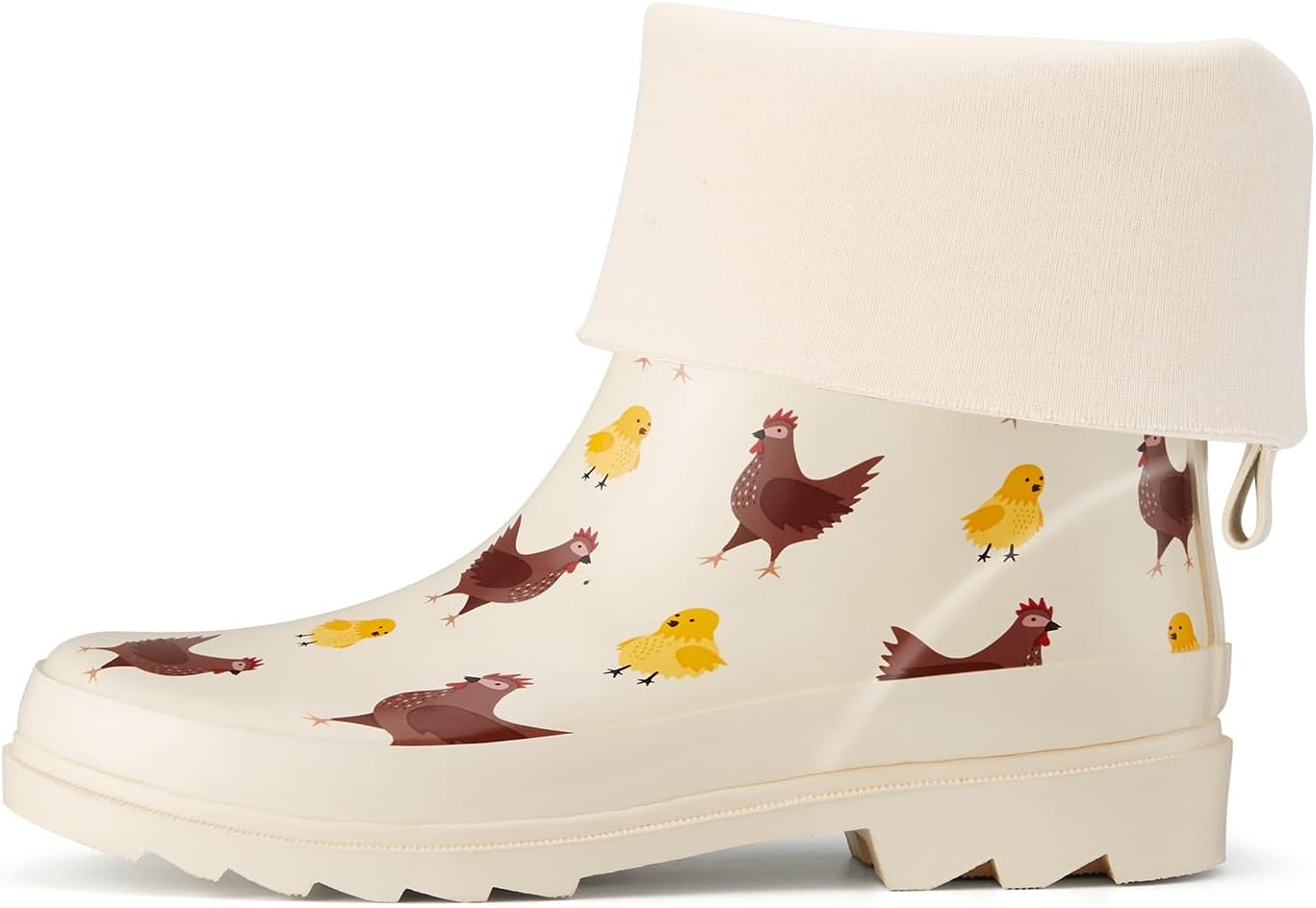 image:imageHISEA Rubber MidCalf Rain Boots for Women Waterproof Insulated AntiSlip Mud Boots Cute Fashion Chelsea Garden Boots For AdultChickens Yellow