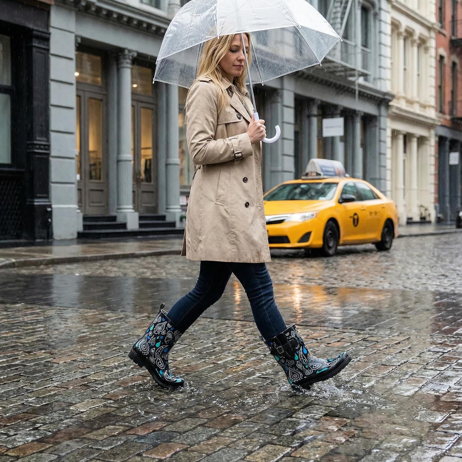 image:imageHISEA Rubber MidCalf Rain Boots for Women Waterproof Insulated AntiSlip Mud Boots Cute Fashion Chelsea Garden Boots For AdultClassic Paisley