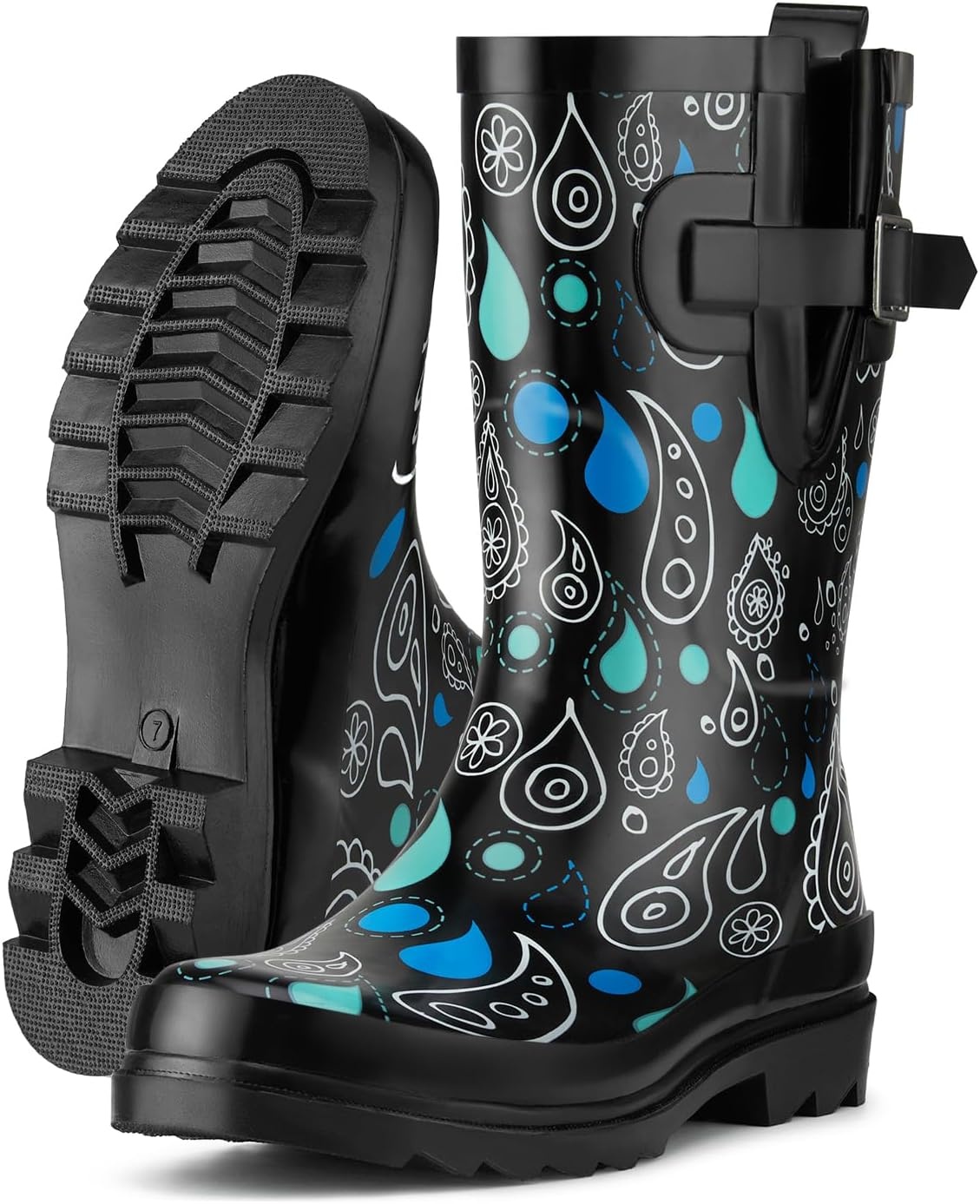 image:imageHISEA Rubber MidCalf Rain Boots for Women Waterproof Insulated AntiSlip Mud Boots Cute Fashion Chelsea Garden Boots For AdultClassic Paisley