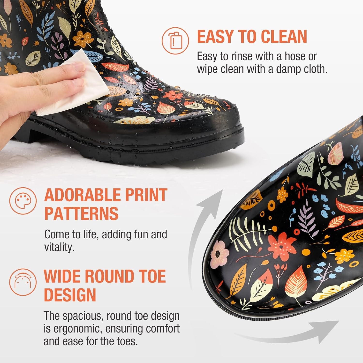 image:imageHISEA Rubber MidCalf Rain Boots for Women Waterproof Insulated AntiSlip Mud Boots Cute Fashion Chelsea Garden Boots For AdultDark Garden