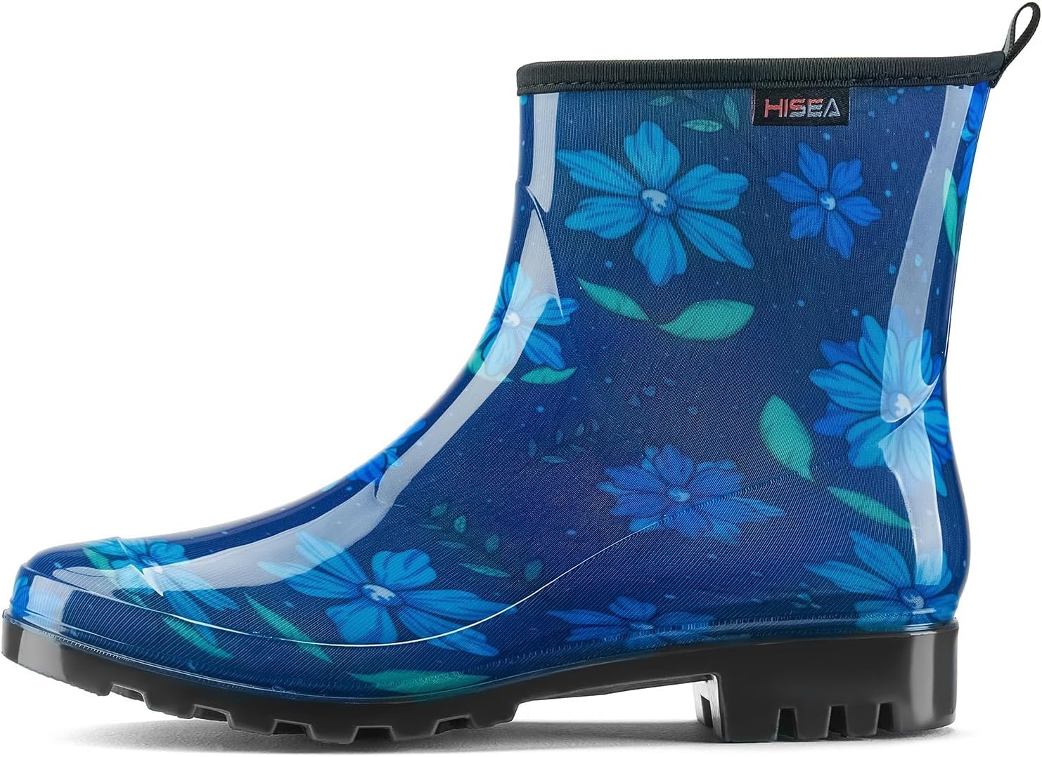 image:imageHISEA Short Rain Boots for Women Waterproof Womens Ankle Rubber Boots Outdoor Garden Shoes for Ladies Non Slip Work with Comfort InsoleBlue Flower