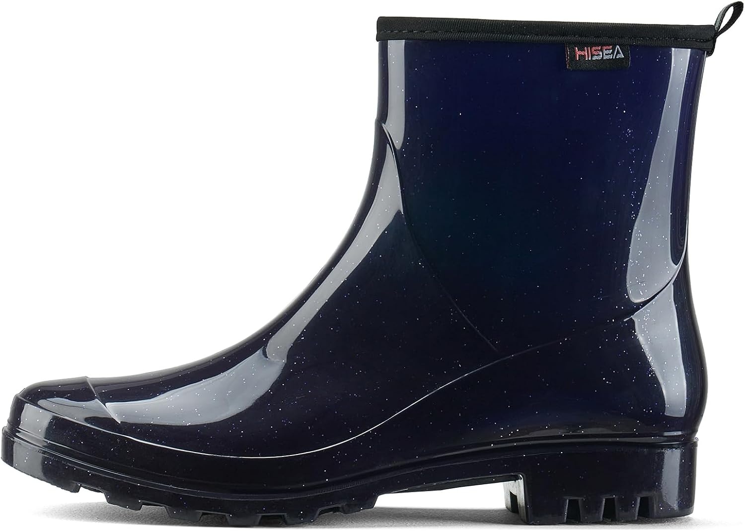 image:imageHISEA Short Rain Boots for Women Waterproof Womens Ankle Rubber Boots Outdoor Garden Shoes for Ladies Non Slip Work with Comfort InsoleGlitter Navy Blue