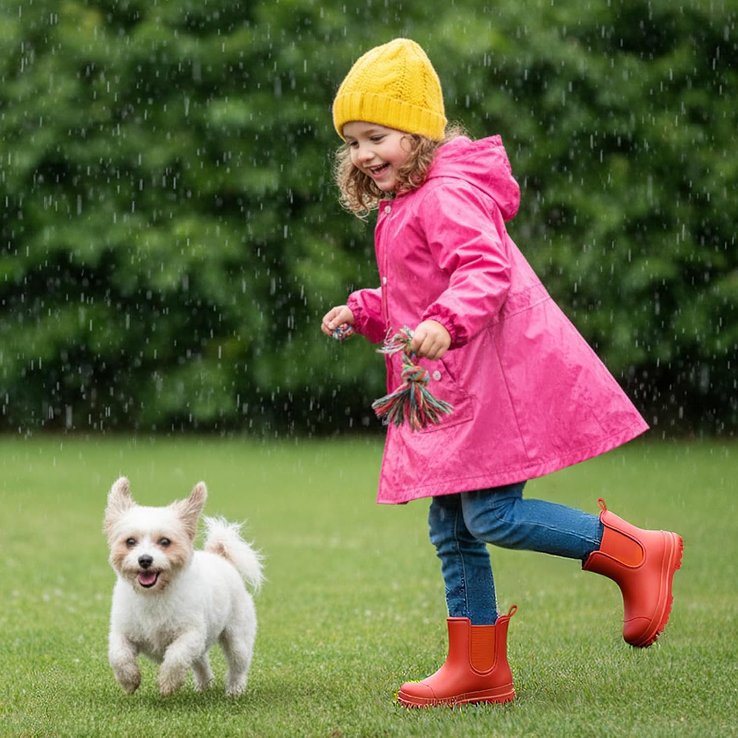 image:imageHISEA Toddler Rain Boots for Boys Girls Kids Short Rubber Boots Waterproof Lightweight with Nonslip OutsoleRed